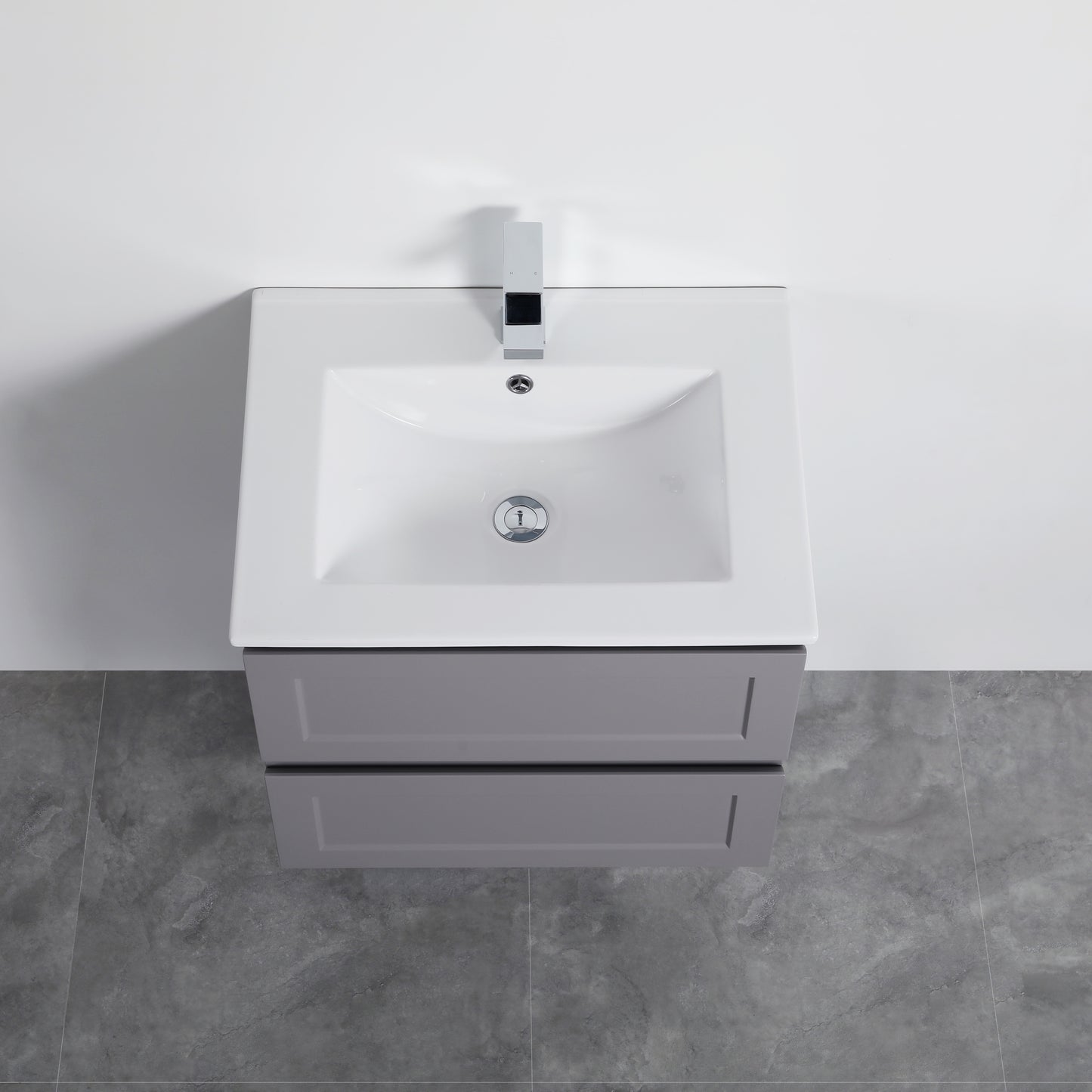 600mm Fremantle Wall Hung Vanity Double Drawers Matt Grey FMG600WH