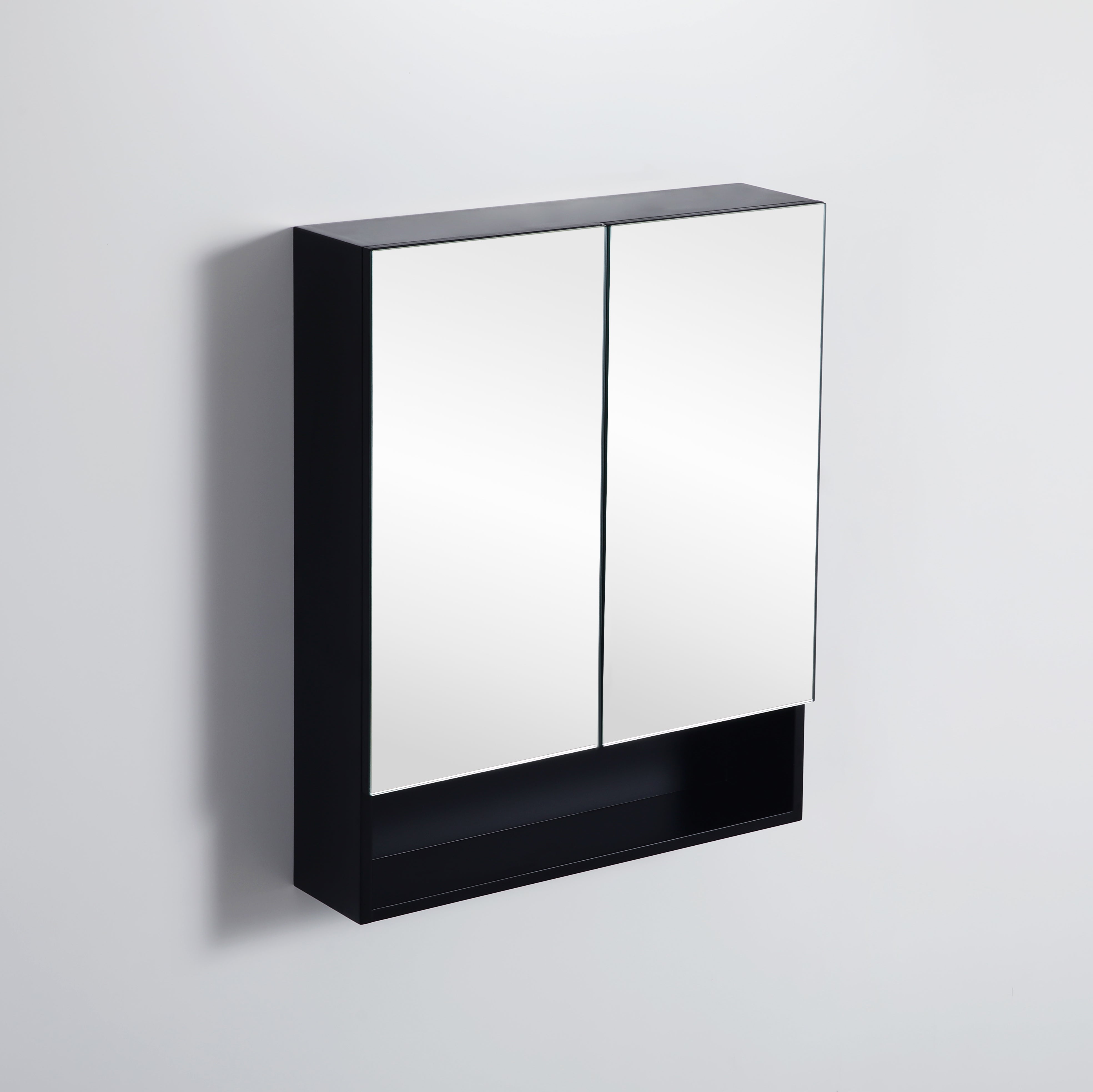 Shaving Cabinet Matte Black Finish 600–1480mm