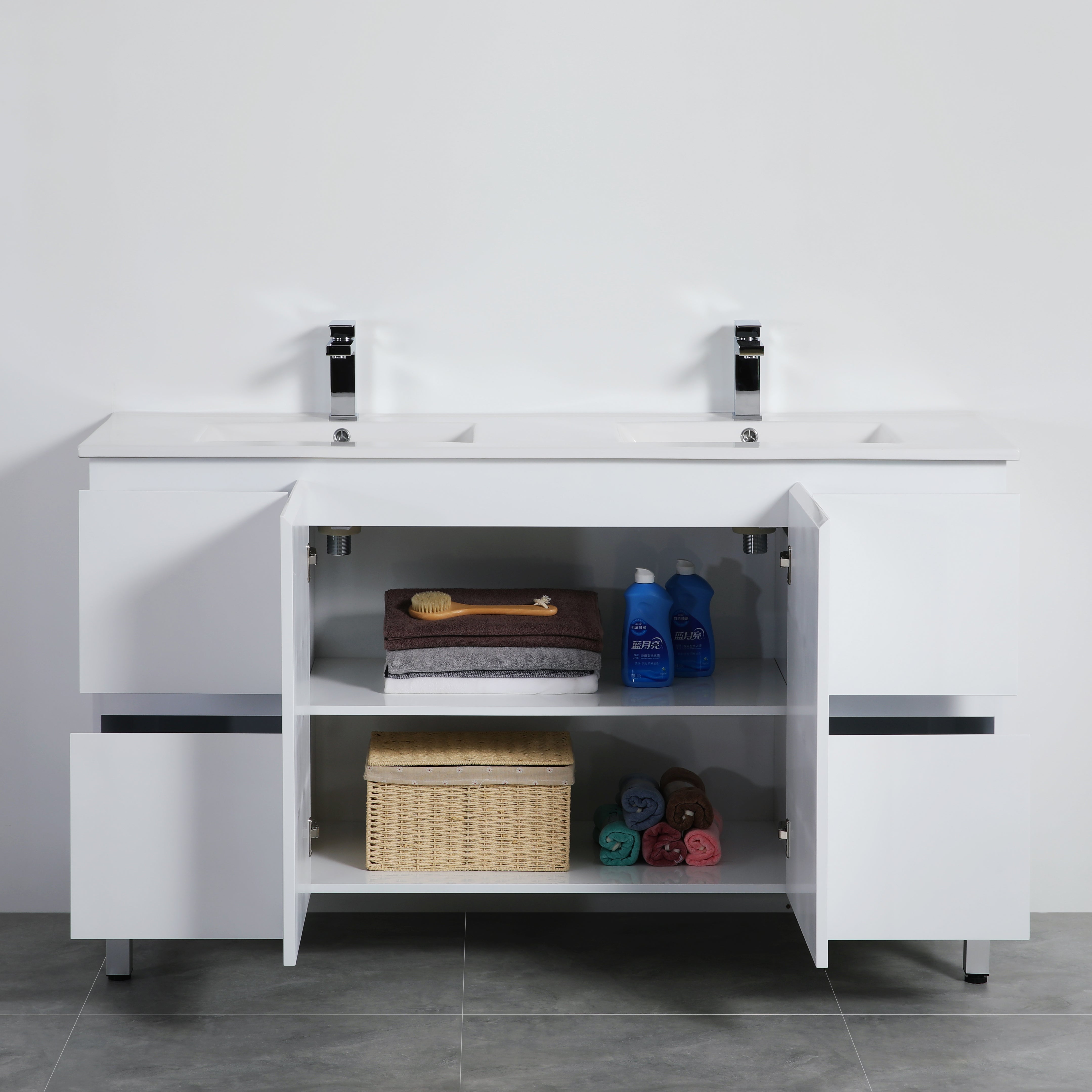 Bathroom Vanity White PVC Polyurethane Cabinet ONLY 1200/1500mm