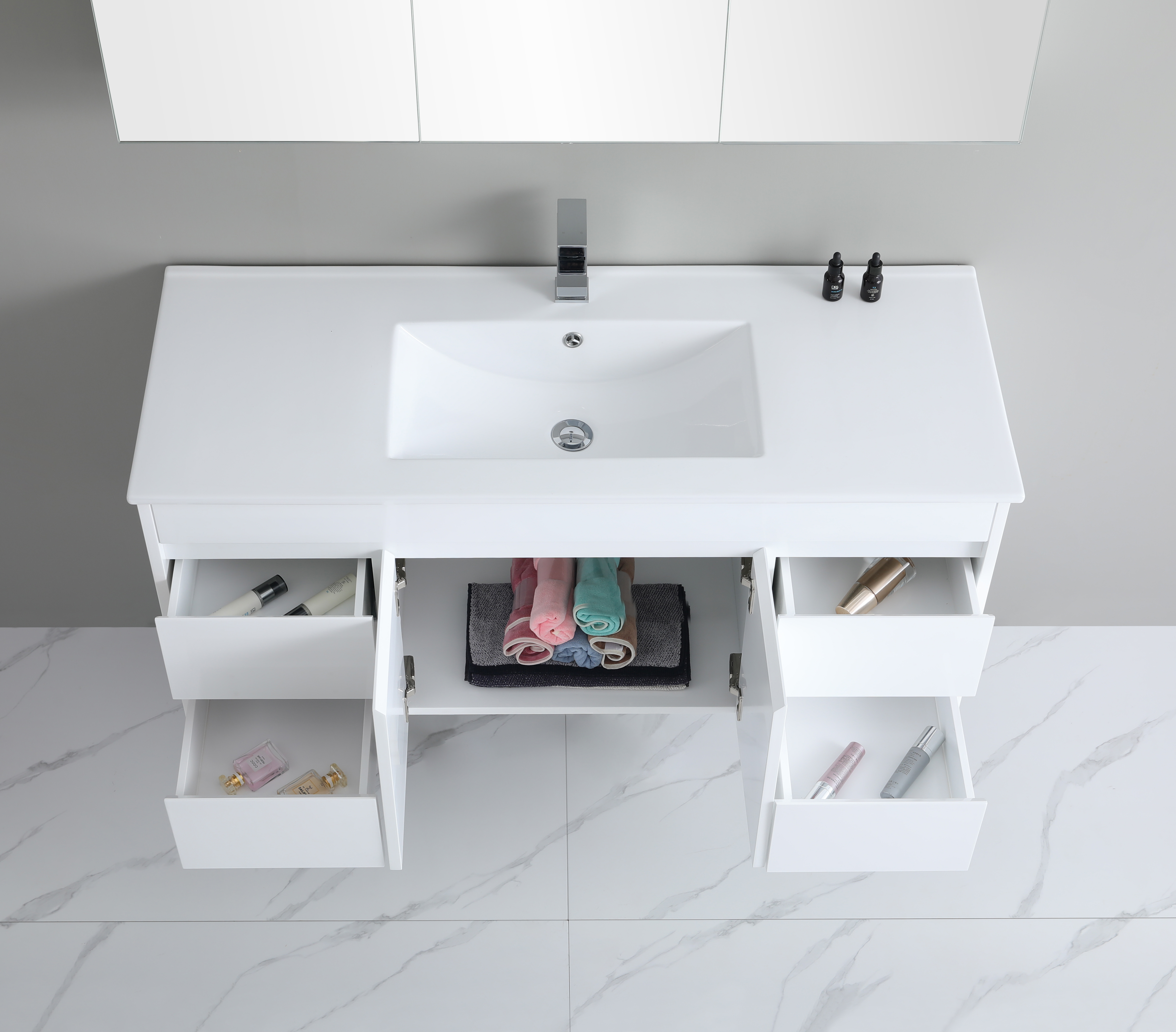 1200*460*550mm White Polyurethane PVC Standard Vanity Polar P124WH