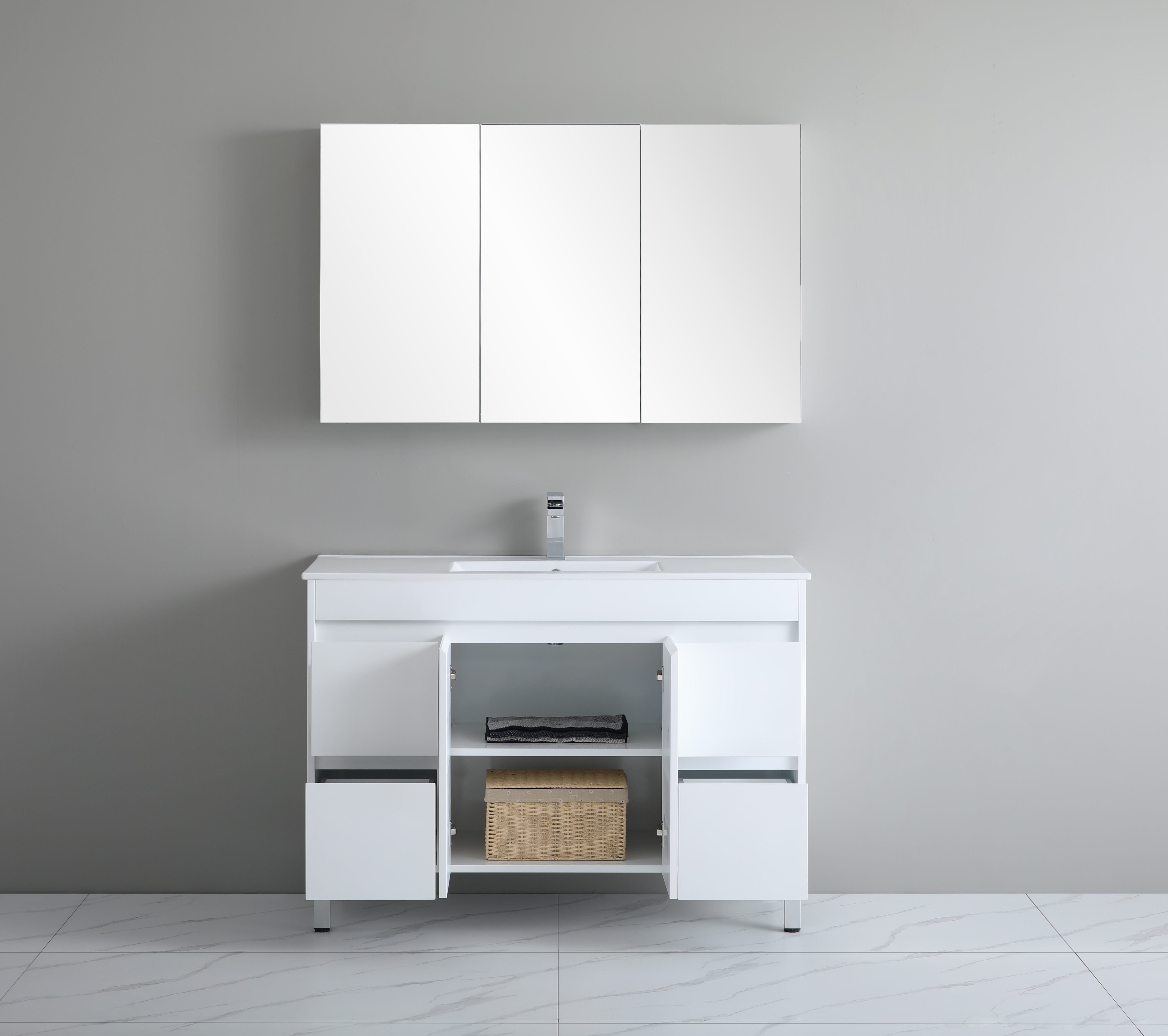 1200*460*880mm White Polyurethane PVC Standard Vanity Polar P124LG