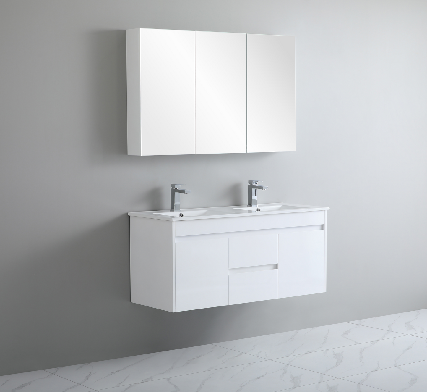 1200*460*550mm White Polyurethane PVC Standard Vanity Polar P124DWH