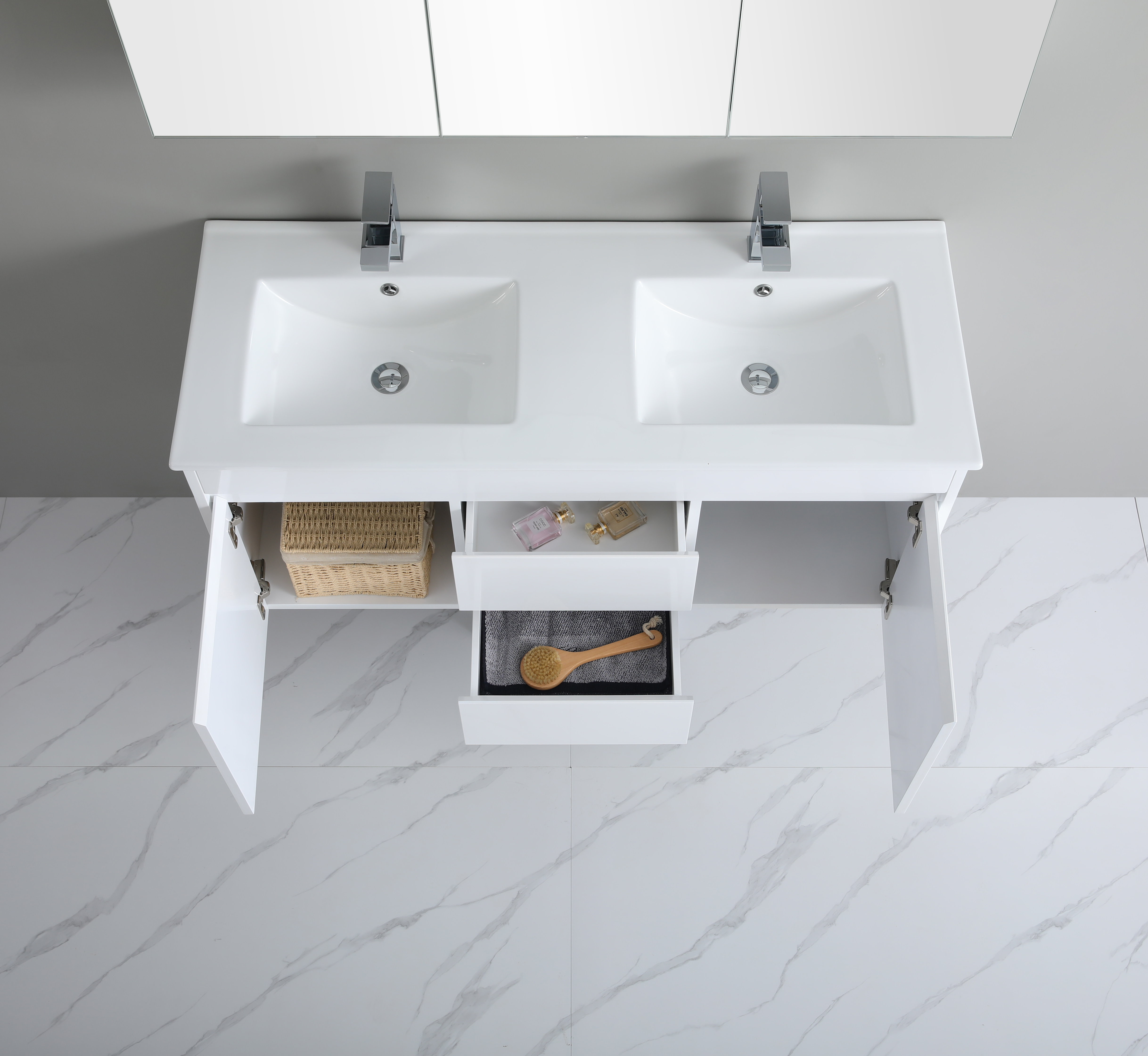 1200*460*550mm White Polyurethane PVC Standard Vanity Polar P124DWH