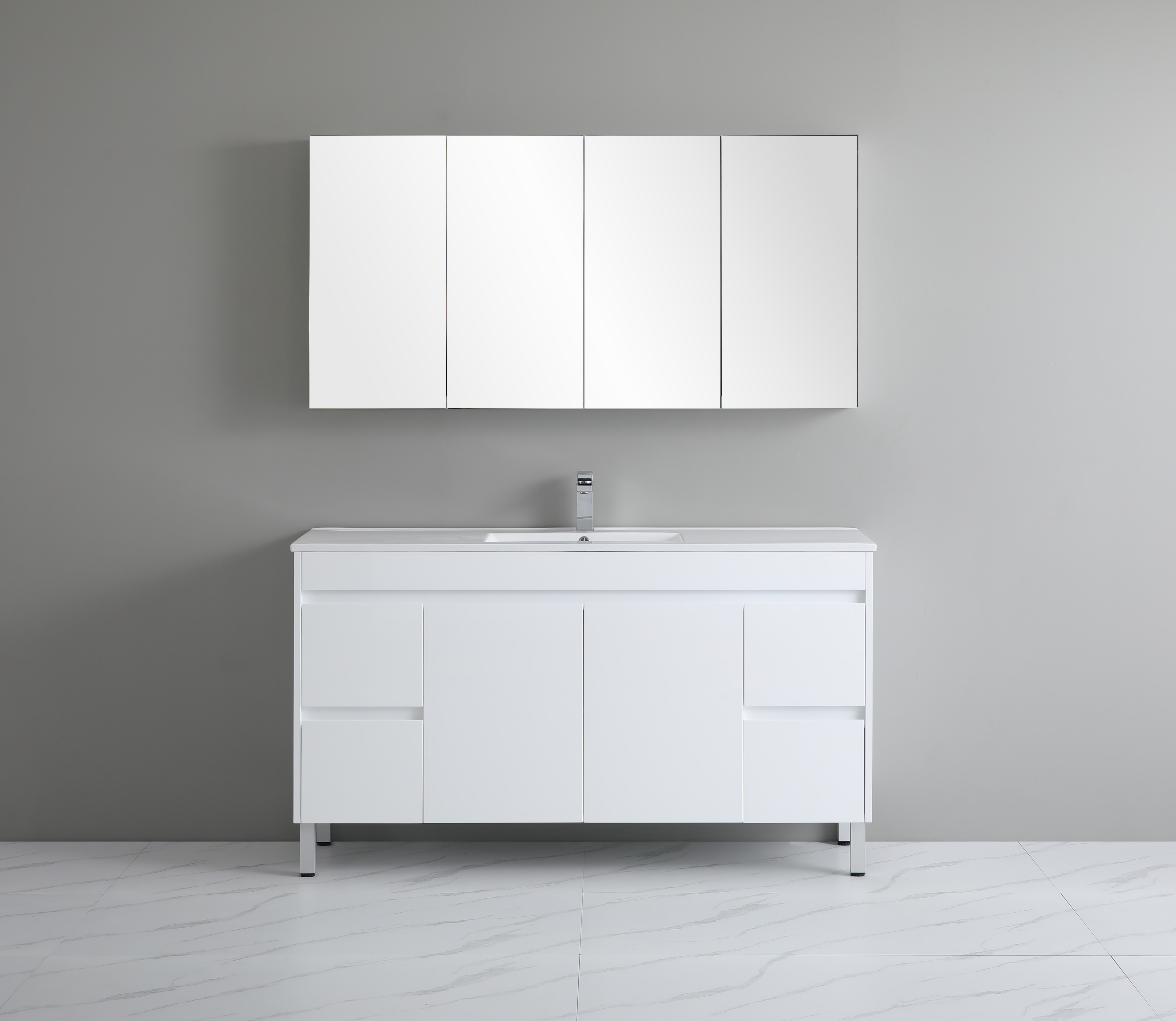 1500*460*880mm White Polyurethane PVC Standard Vanity Polar P154LG
