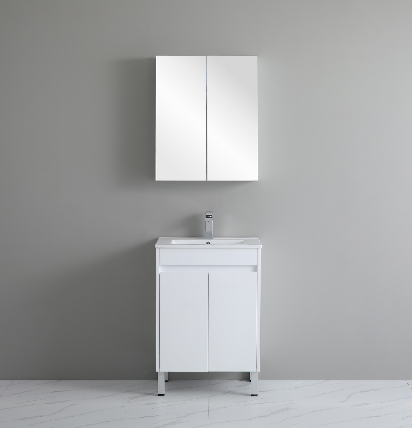 600*460*880mm White Polyurethane PVC Standard Vanity Polar P64LG