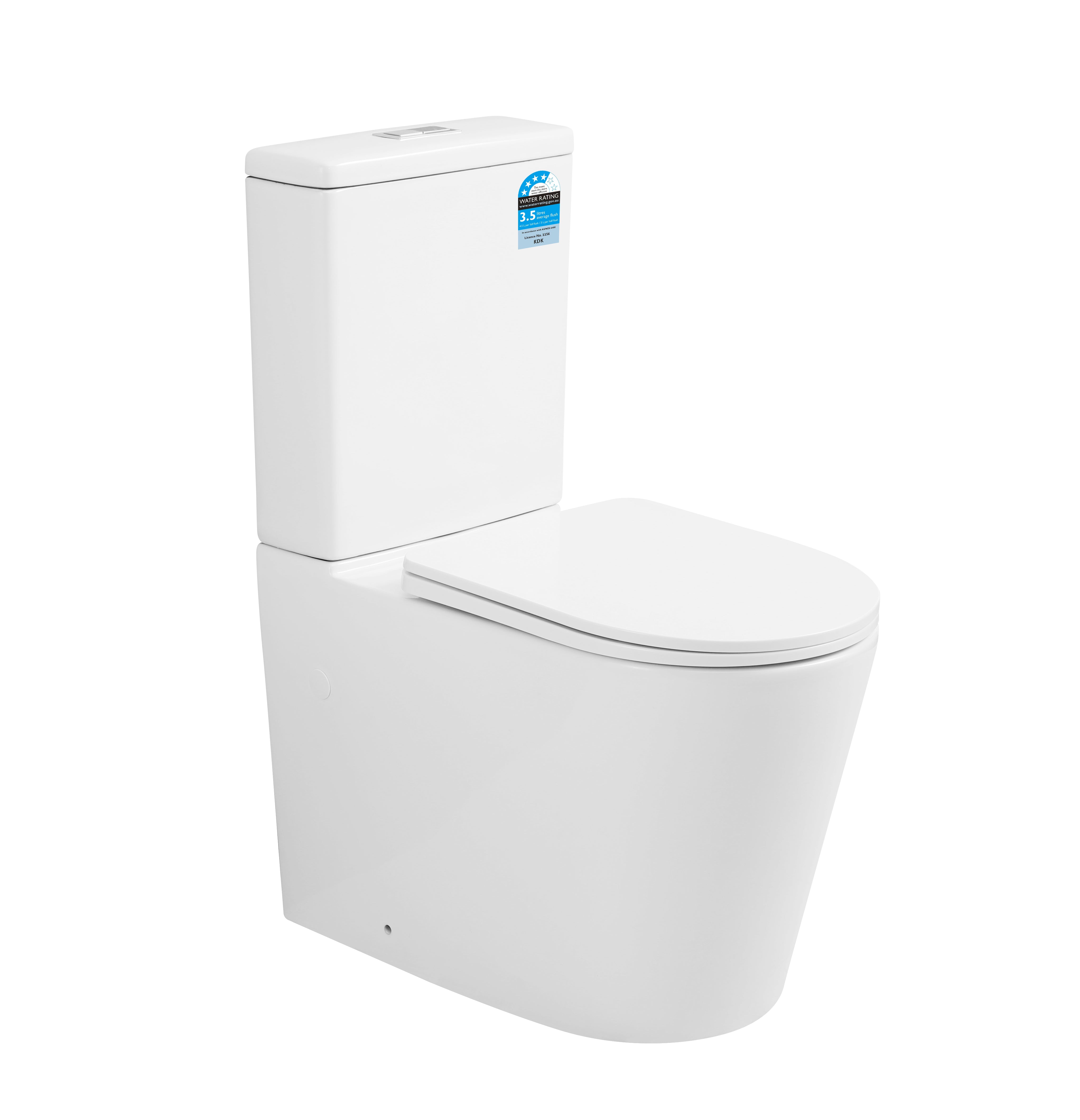 655*385*870mm Alpha Rimless Back to Wall Tornado Toilet Suite LUX033 Trap Included