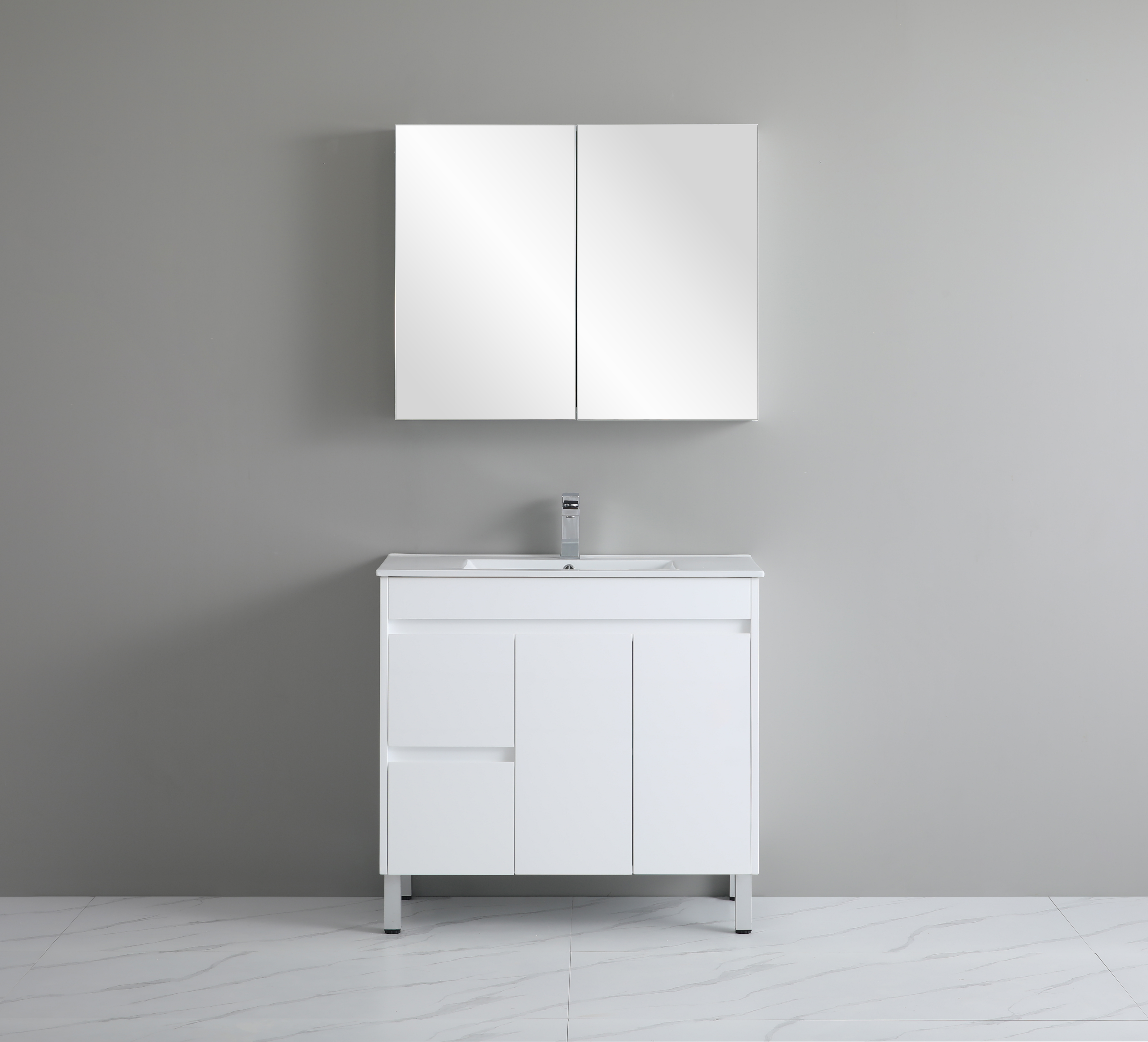 900*460*880mm White Polyurethane PVC Standard Vanity Polar P94LLG