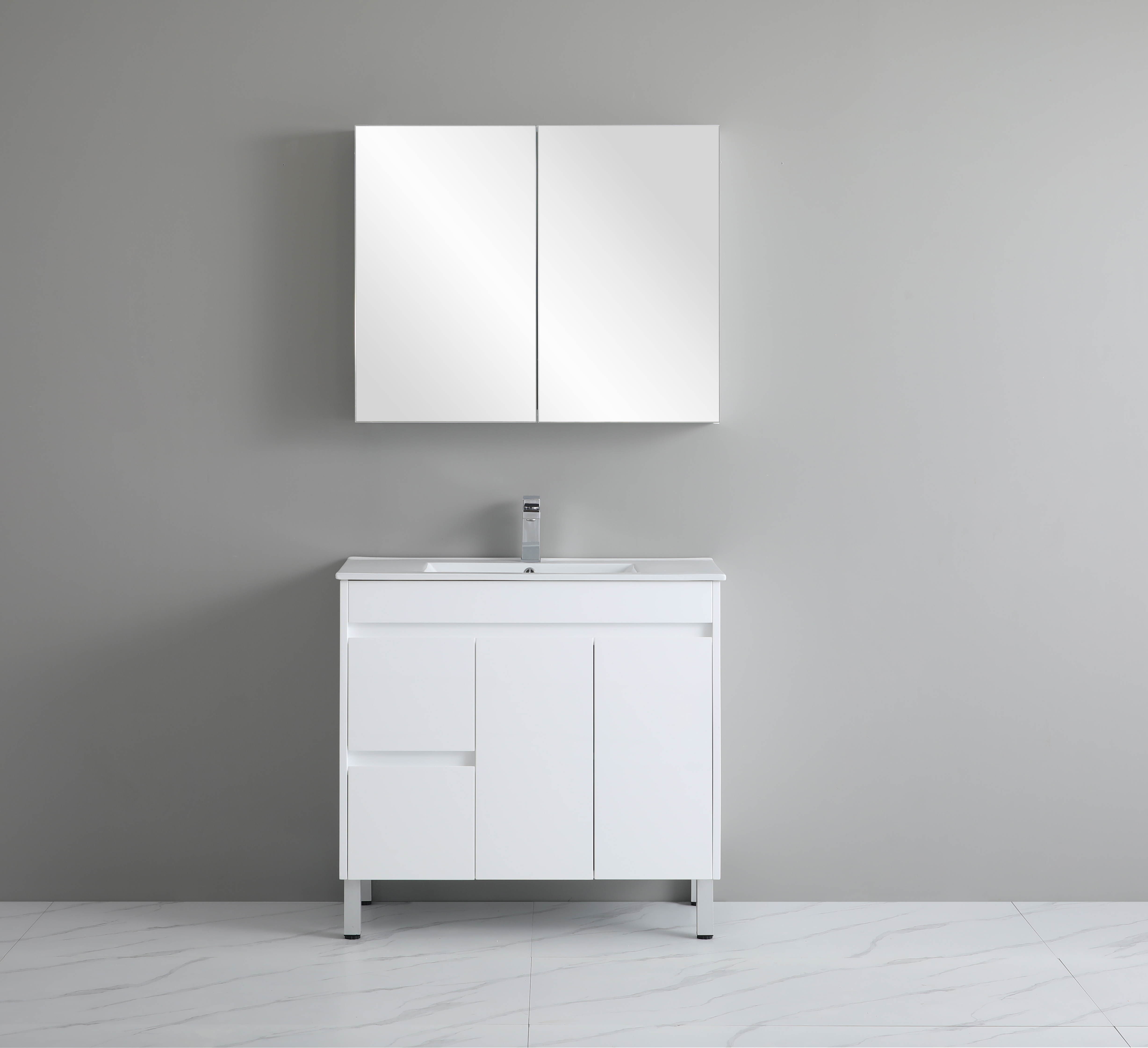 900*460*880mm White Polyurethane PVC Standard Vanity Polar P94RLG