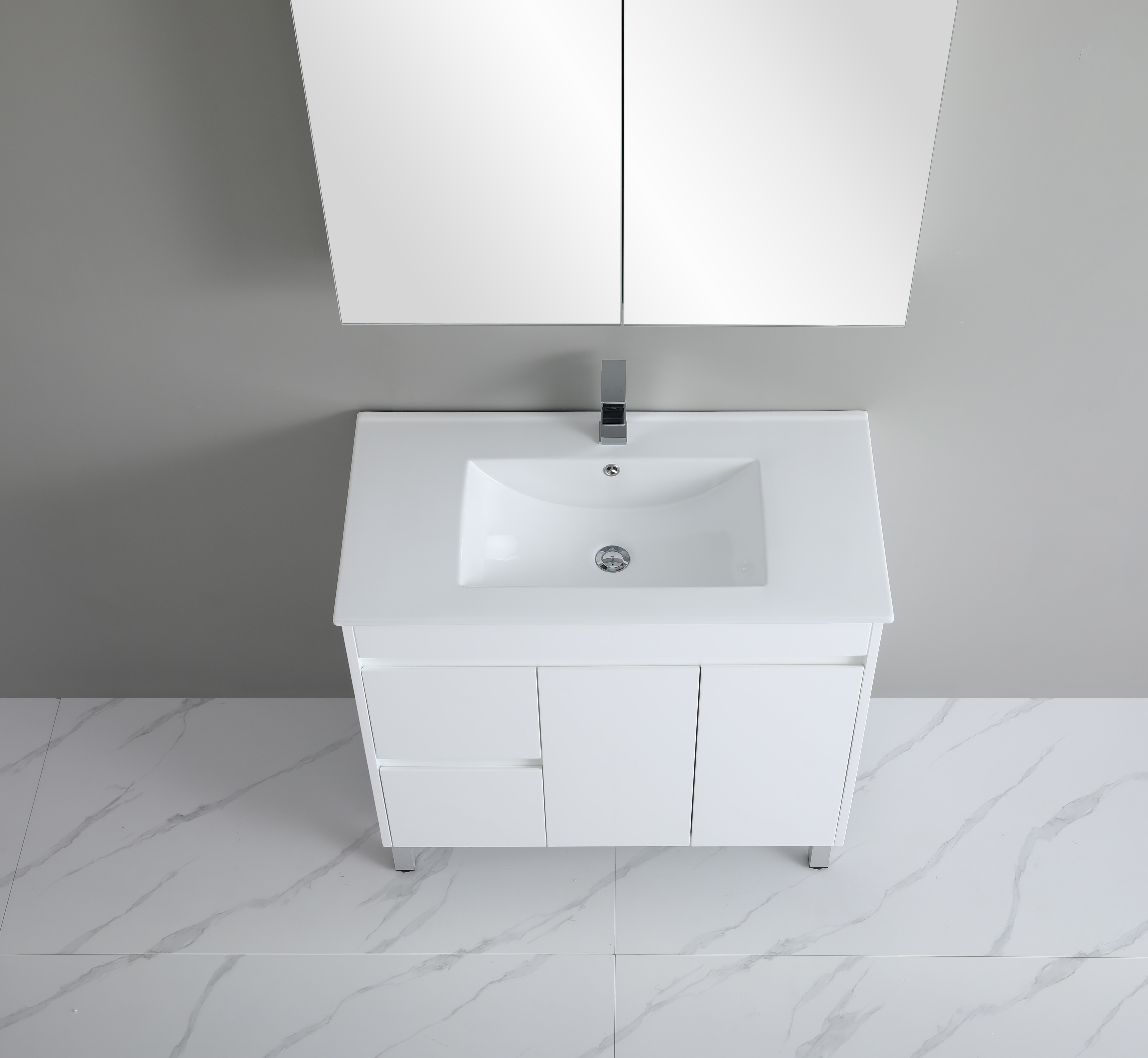 900*460*880mm White Polyurethane PVC Standard Vanity Polar P94RLG