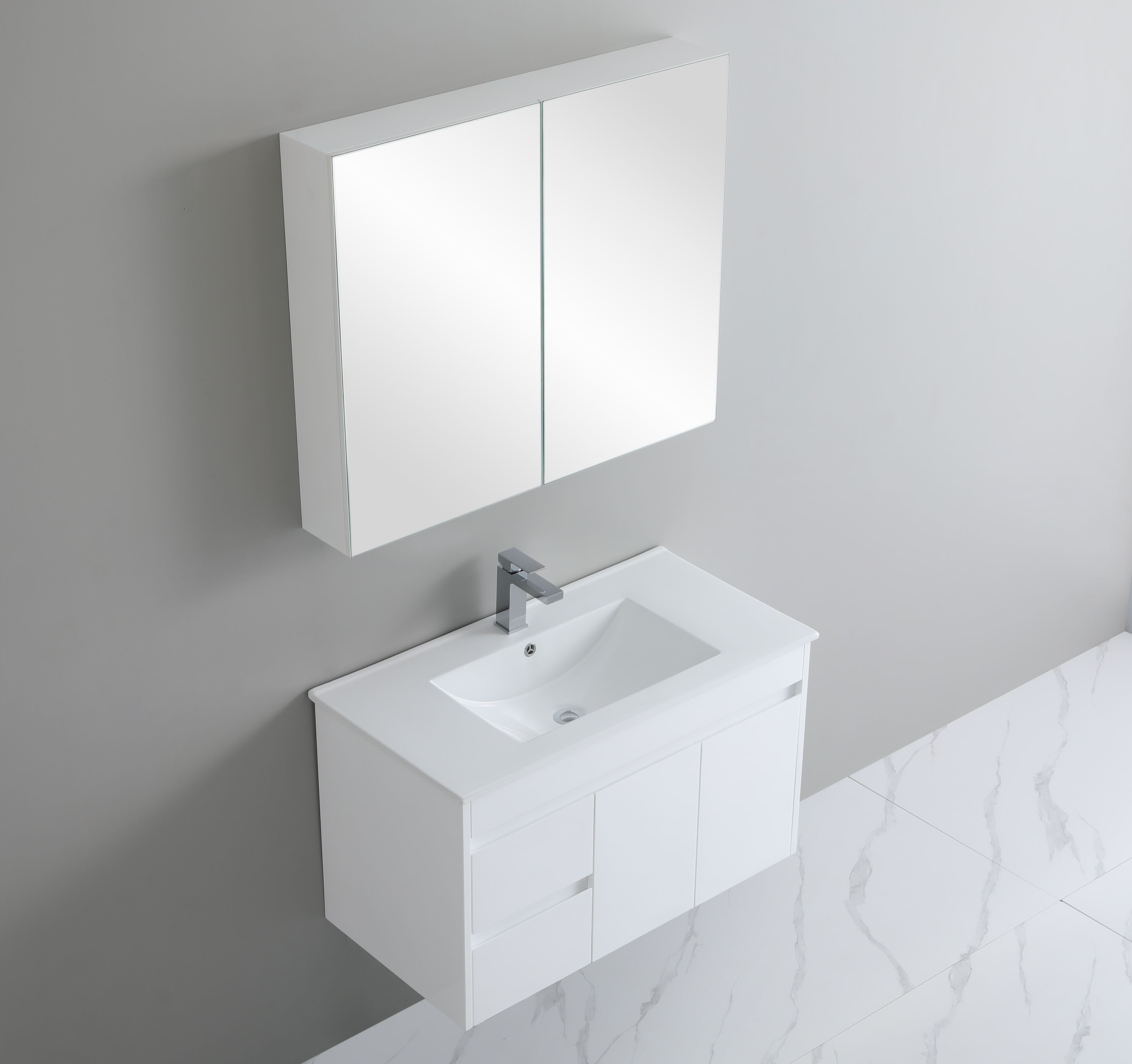 900*460*550mm Wall Hung White Polyurethane PVC Standard Vanity Polar P94LWH