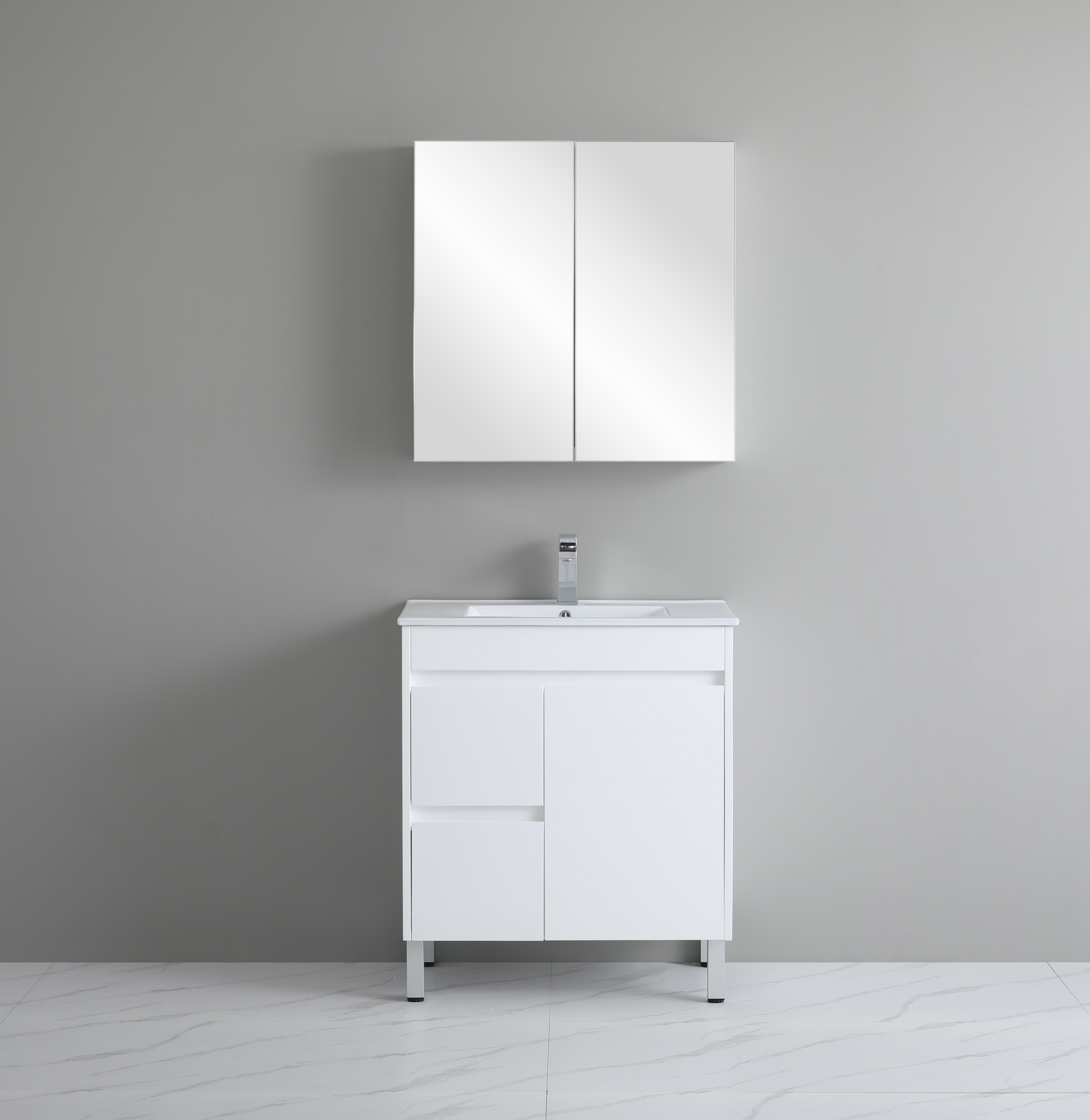 750*460*880mm White Polyurethane PVC Standard Vanity Polar P74LLG