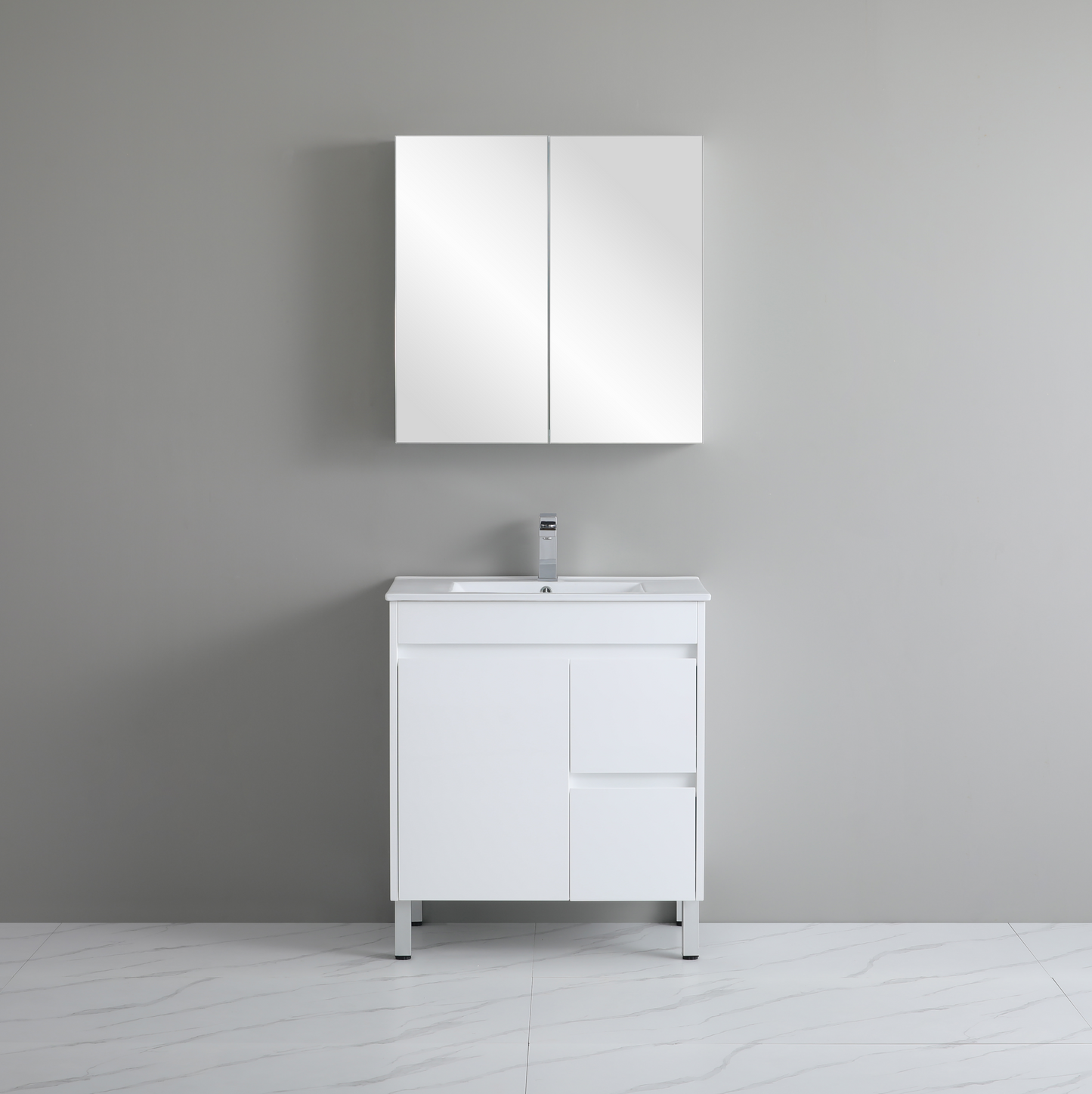 750*460*880mm White Polyurethane PVC Standard Vanity Polar P74RLG