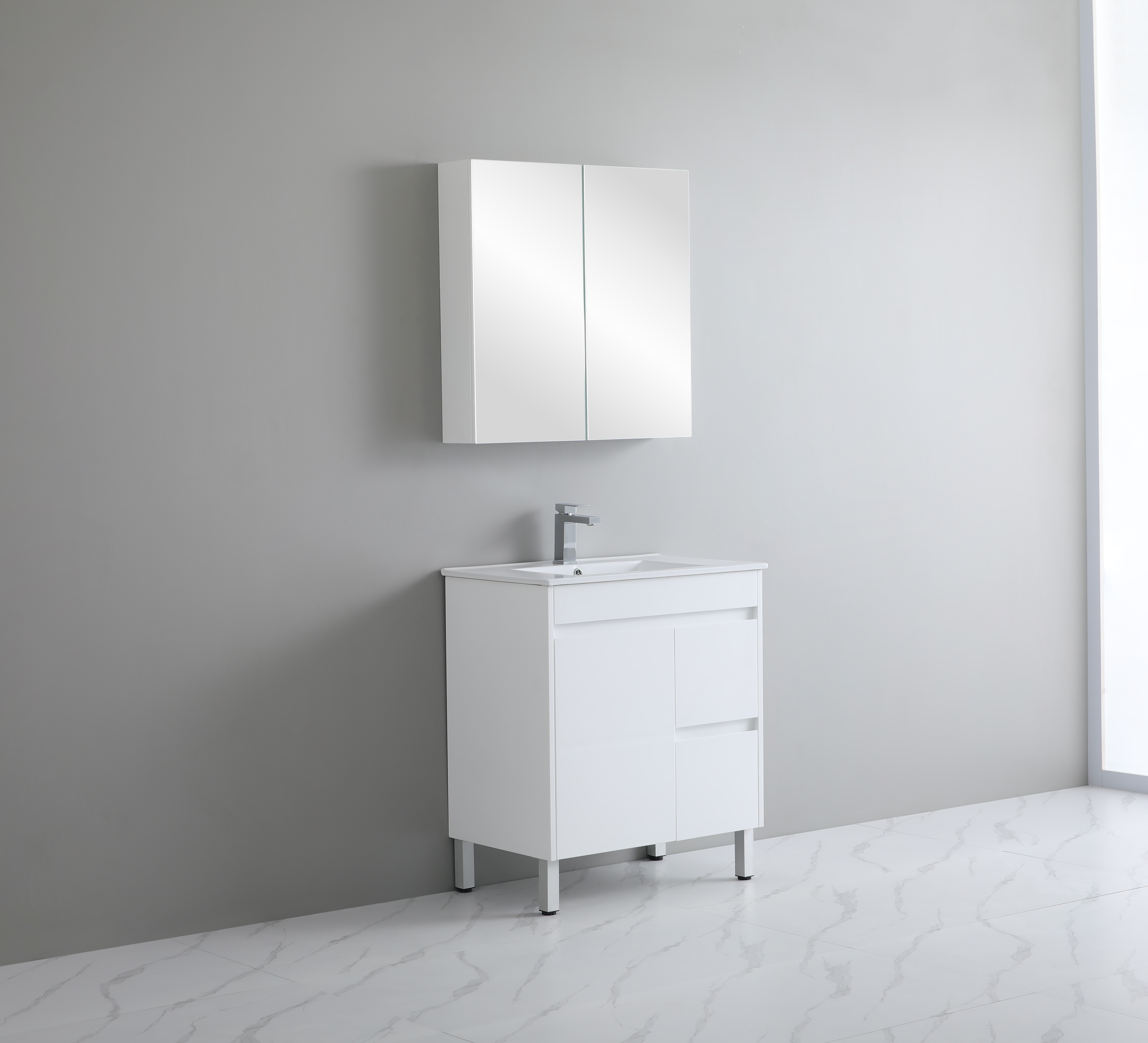 750*460*880mm White Polyurethane PVC Standard Vanity Polar P74RLG