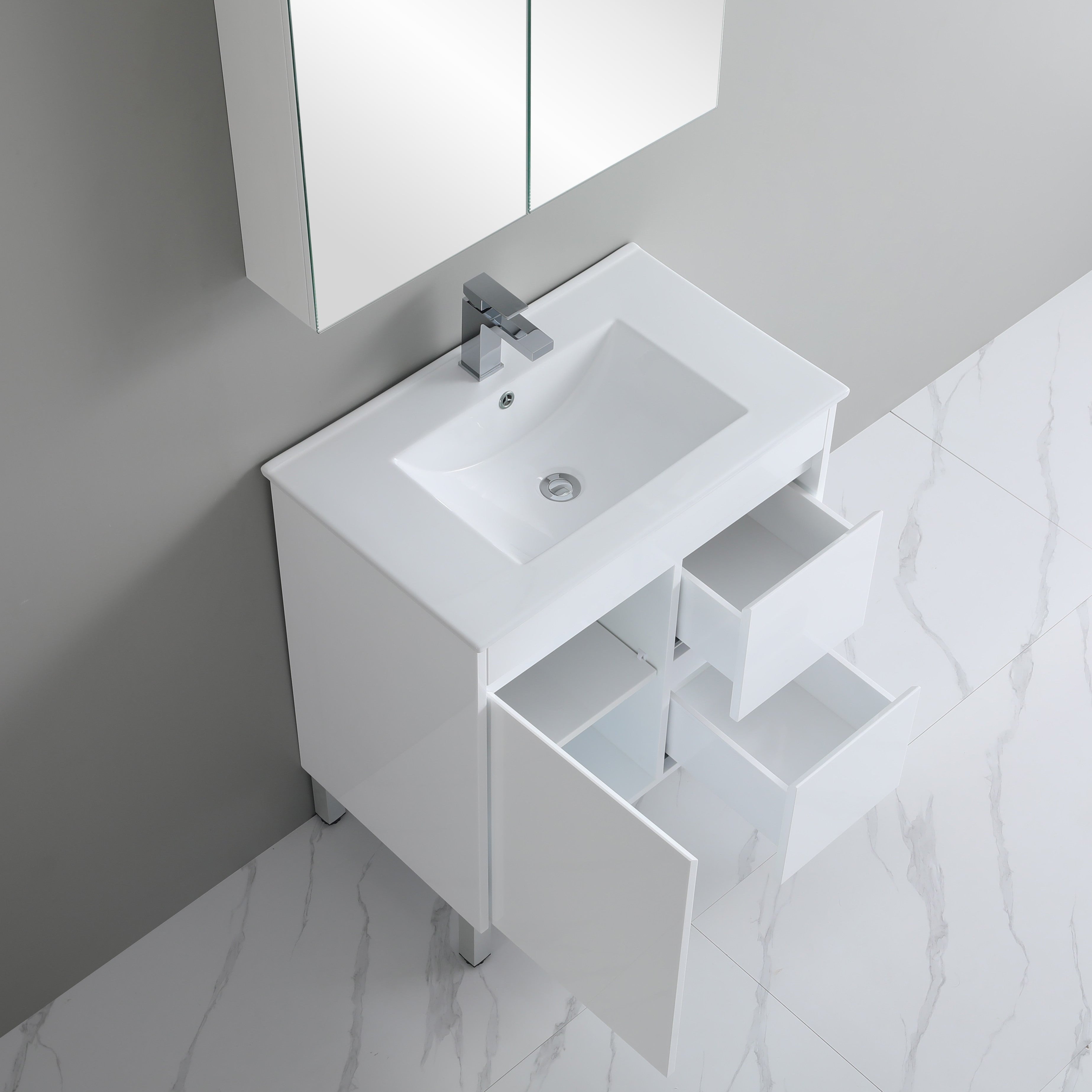 Bathroom Vanity White PVC Polyurethane Cabinet ONLY 750*460*880mm