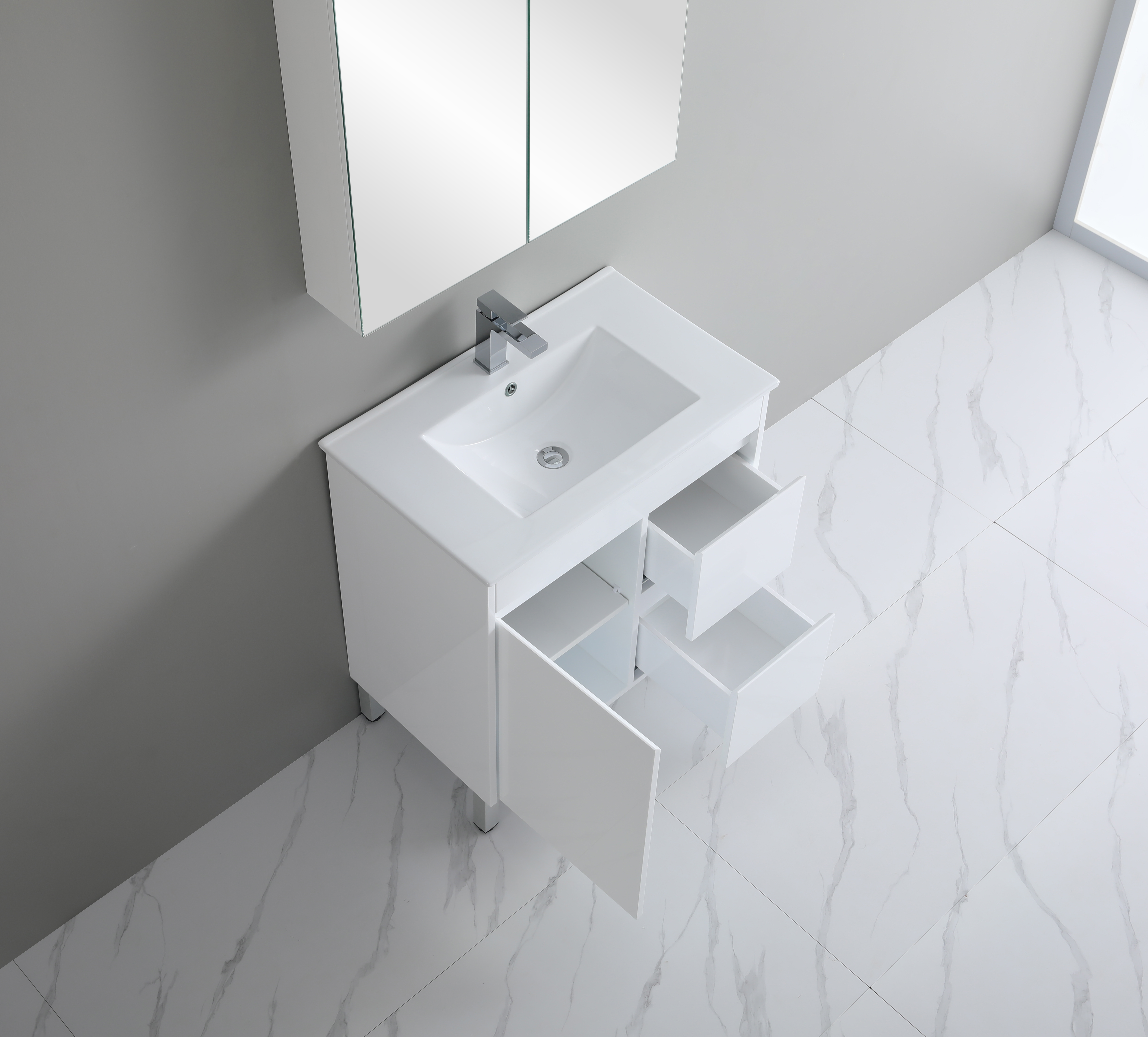 750*460*880mm White Polyurethane PVC Standard Vanity Polar P74RLG