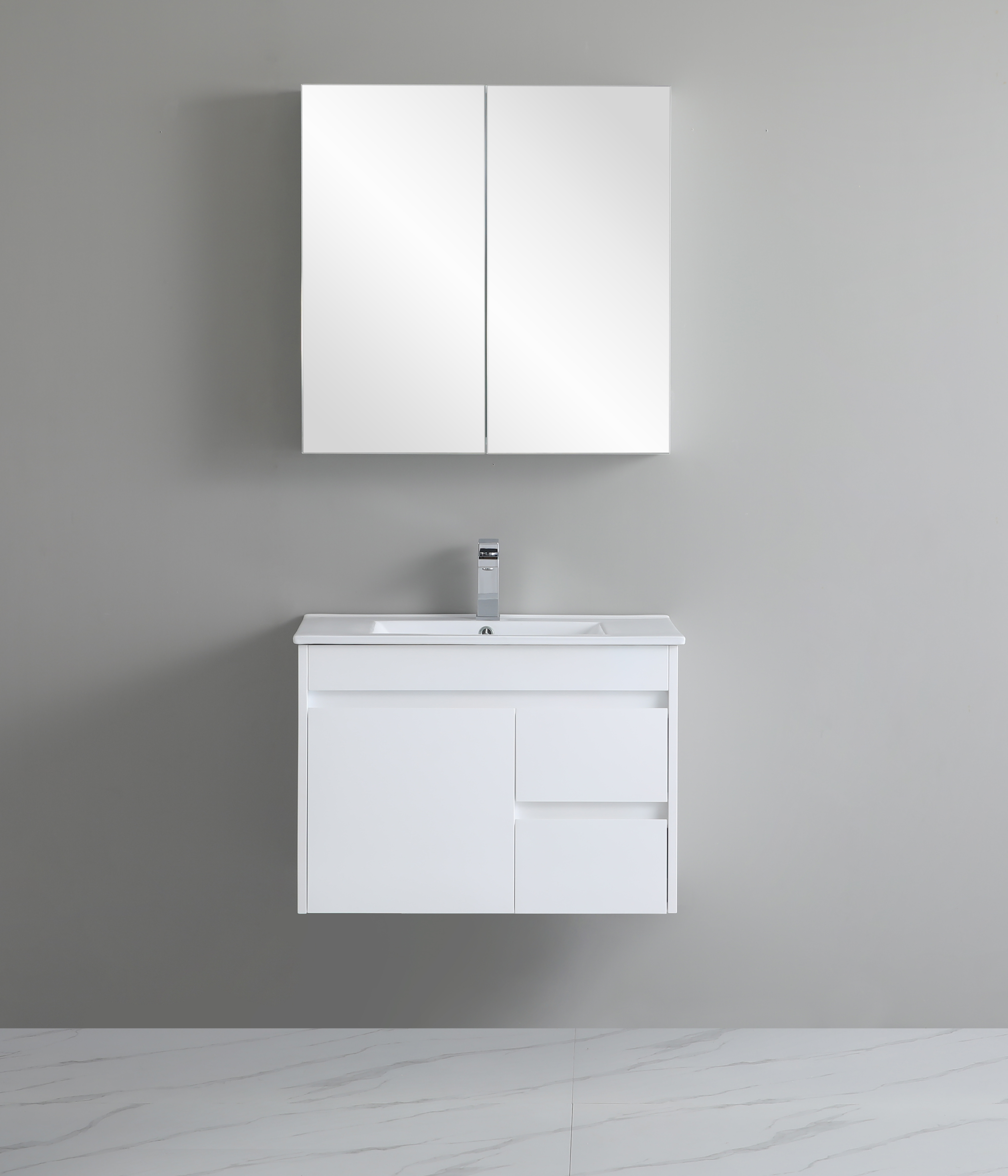 750*460*550mm Wall Hung White Polyurethane PVC Standard Vanity Polar Polar P74RWH