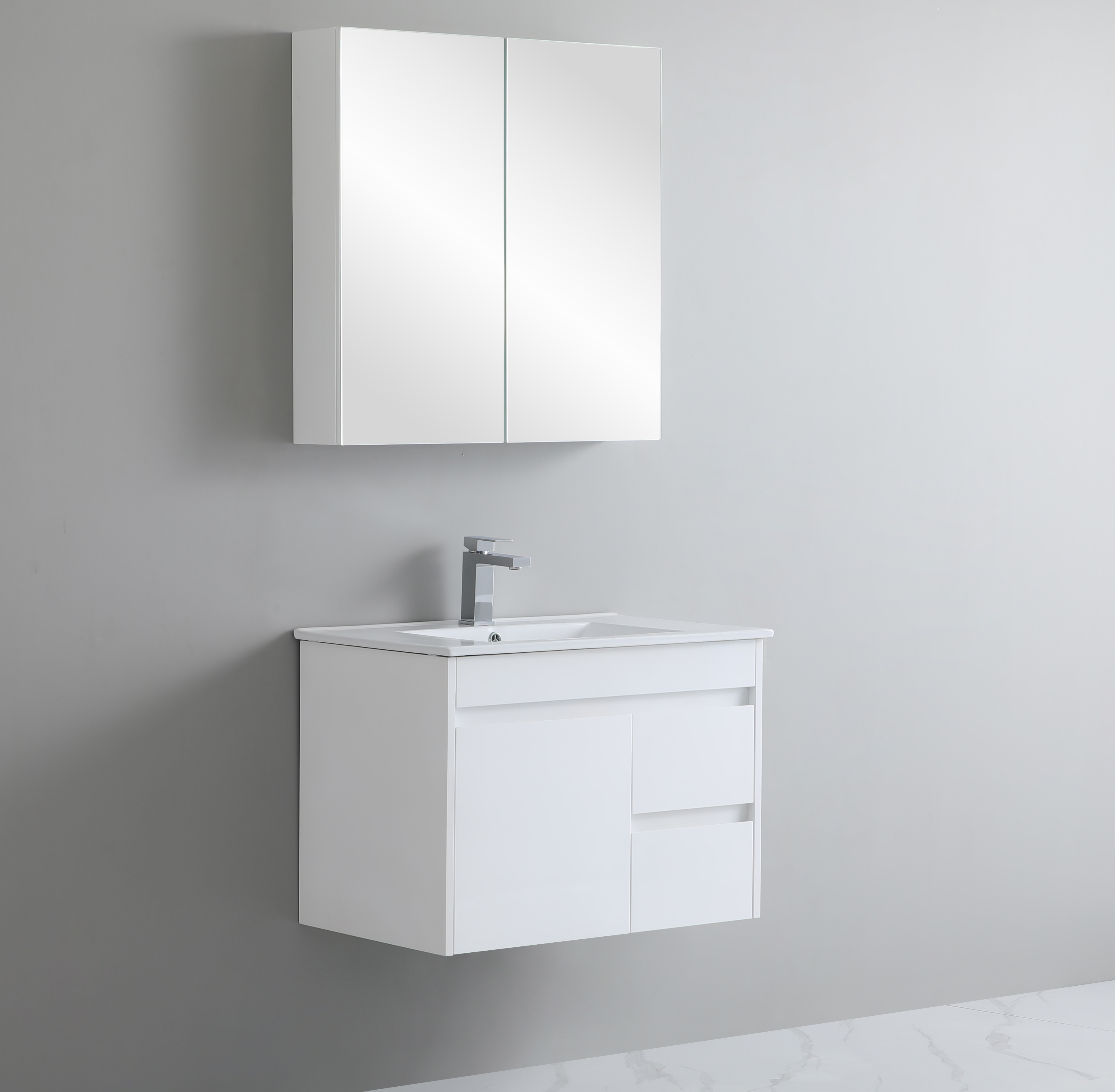 750*460*550mm Wall Hung White Polyurethane PVC Standard Vanity Polar Polar P74RWH