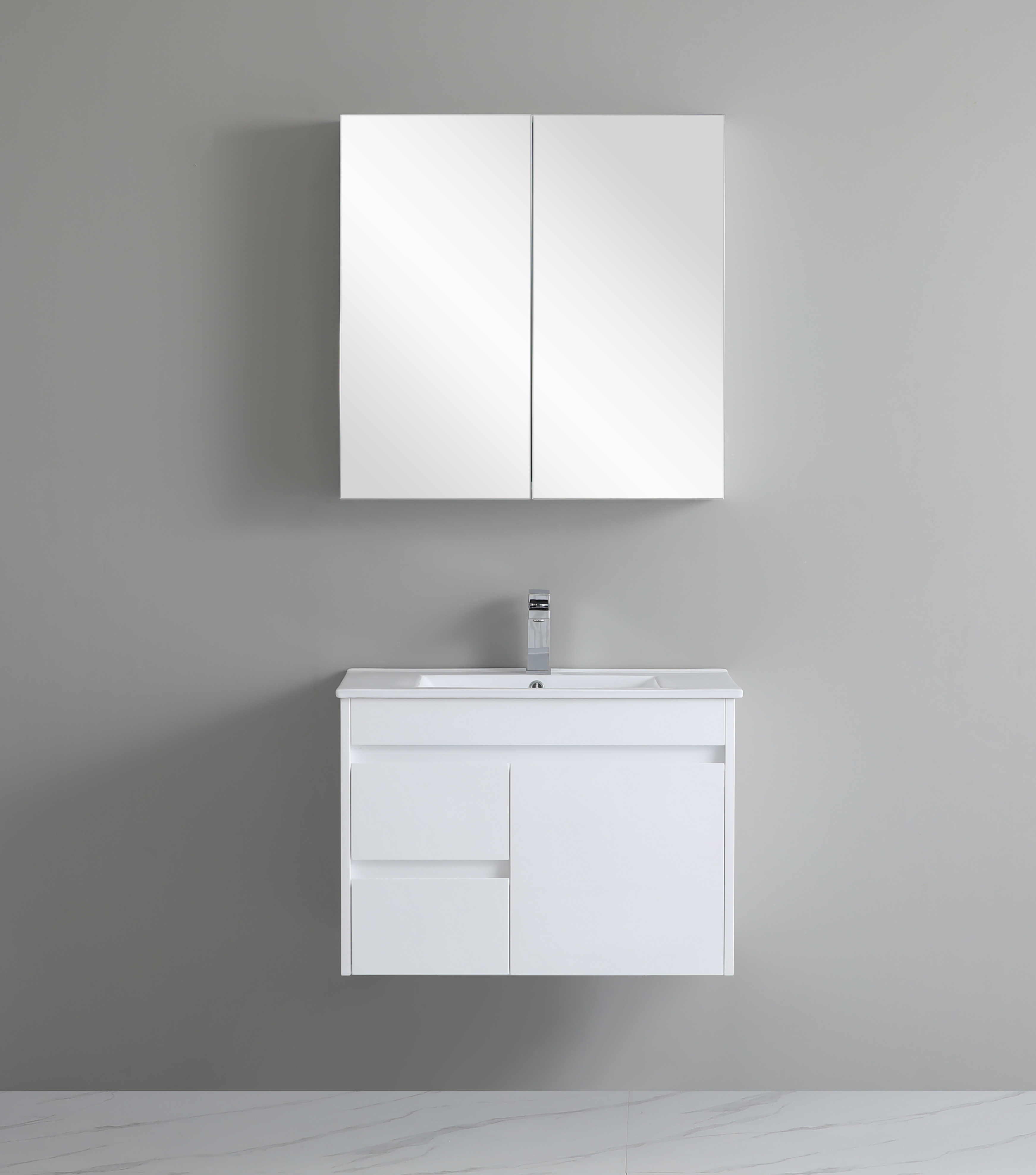 750*460*550mm Wall Hung White Polyurethane PVC Standard Vanity Polar Polar P74LWH