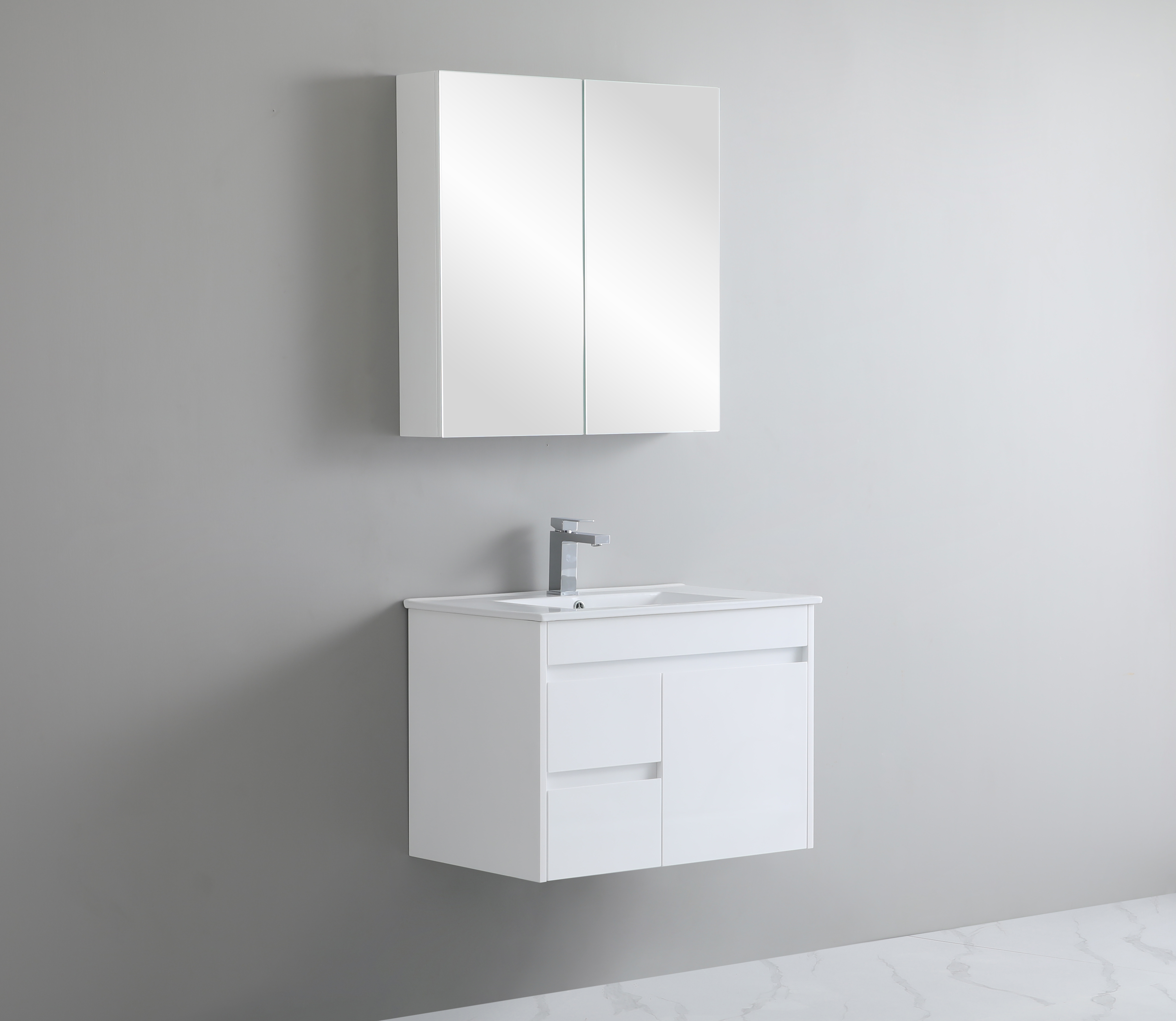 750*460*550mm Wall Hung White Polyurethane PVC Standard Vanity Polar Polar P74LWH
