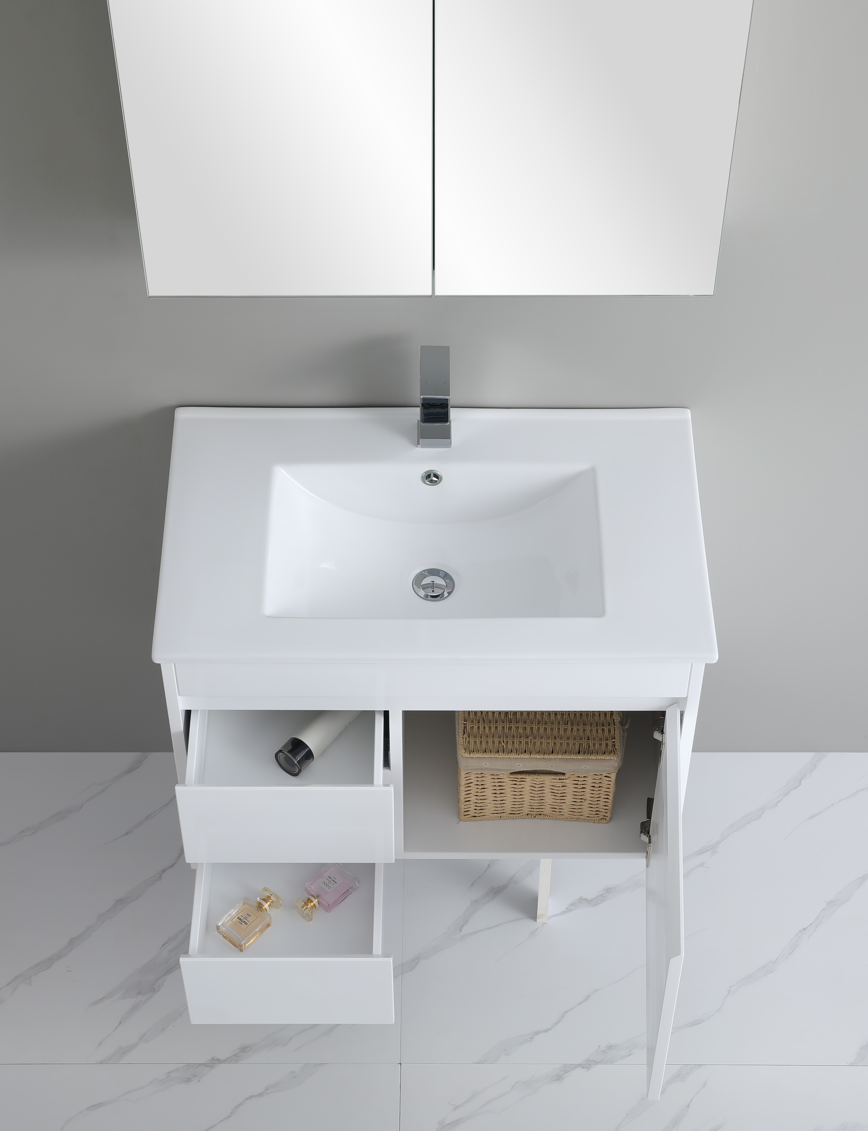 750*460*550mm Wall Hung White Polyurethane PVC Standard Vanity Polar Polar P74LWH