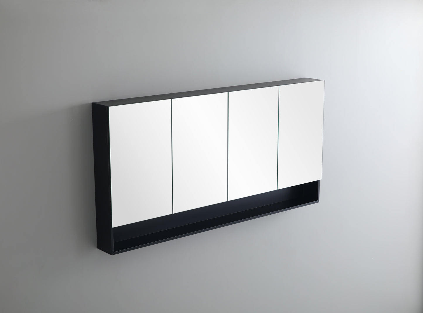 Matte Black Fremantle Mirror Shaving Cabinet 600-1480mm FMBSV600/750/900/1200/1500