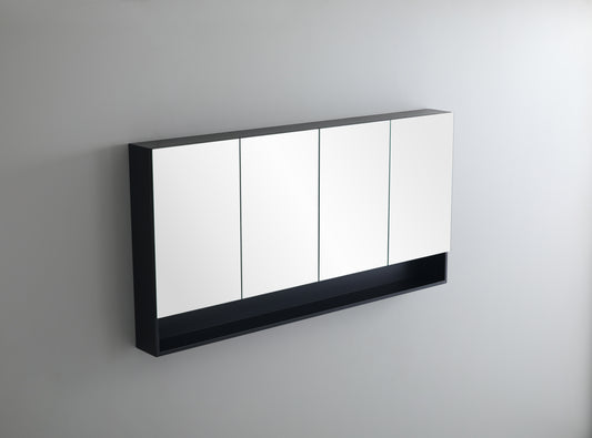 Matte Black Fremantle Mirror Shaving Cabinet 600-1480mm FMBSV600/750/900/1200/1500