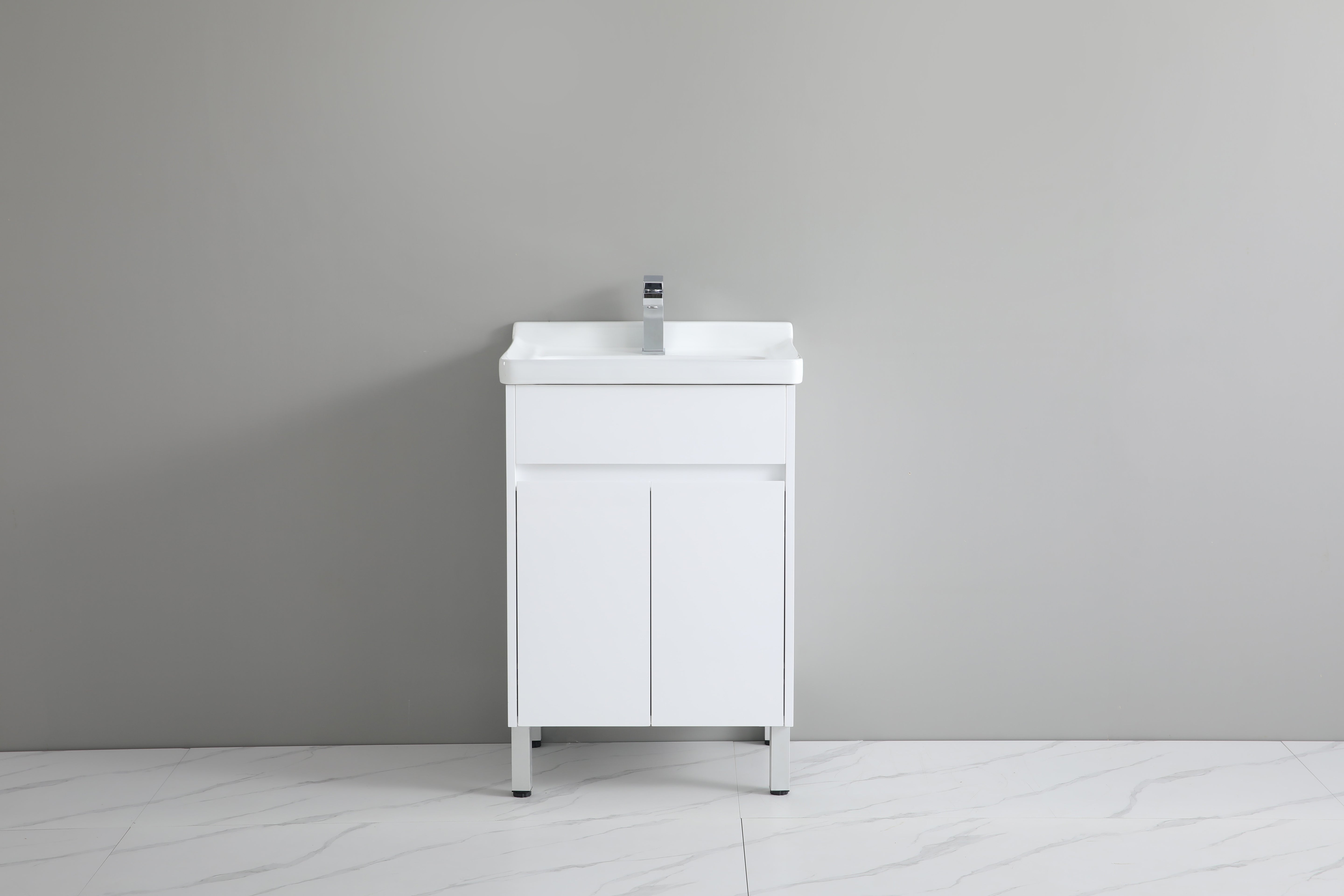 PVC cabinet with ceramic laundry sink with Soft closing doors 610*480*880mm