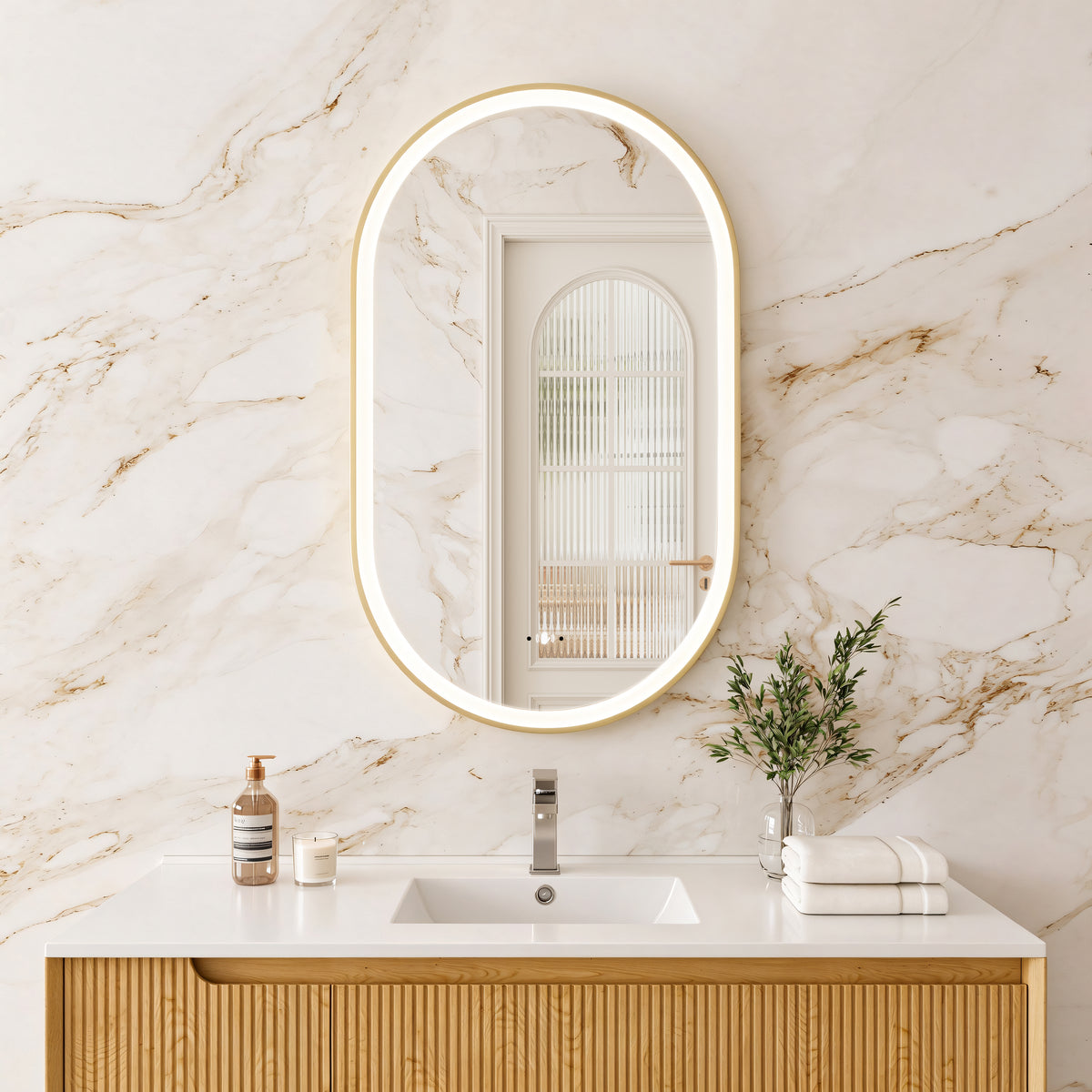 Olivia Iron Framed LED Bathroom Mirror 600×1000mm