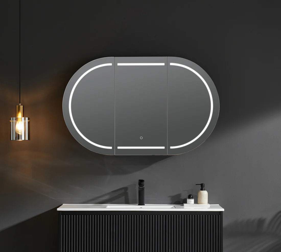 Olivia LED PVC Mirror Shaving Cabinet 1200/1500mm OPLSV1275-1580MW-LED/OPLSV1275-1580MB-LED