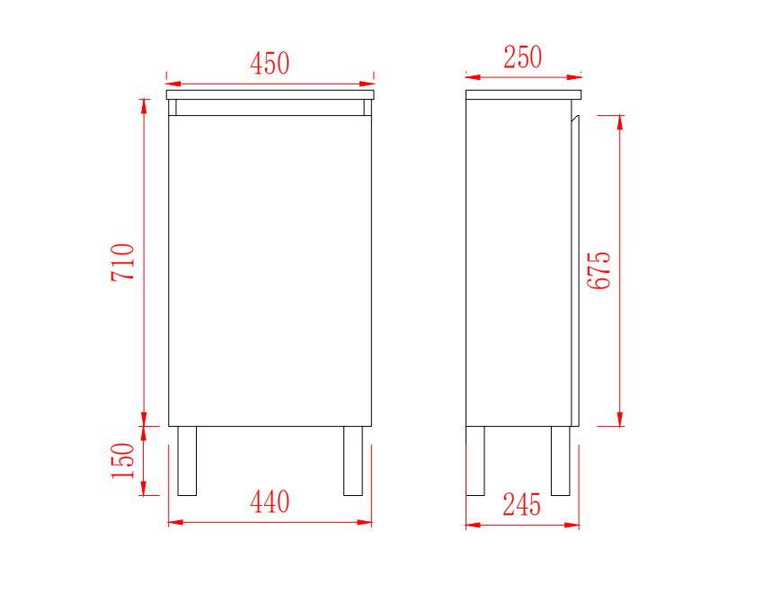 Slim Freestanding Vanity with Legs 440*245*860mm