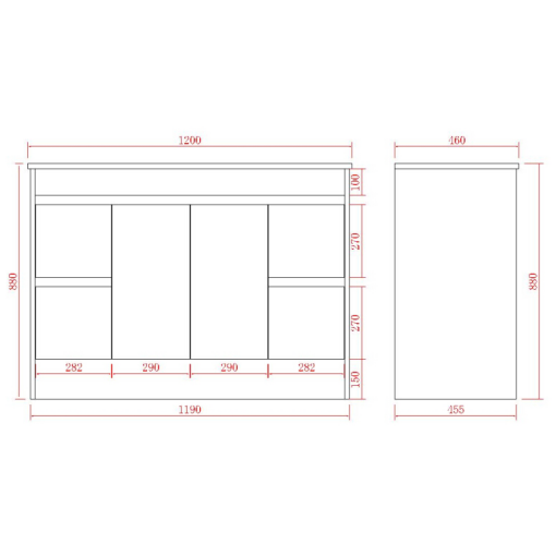 Bathroom Vanities with built-in kickboard 600-1790mm