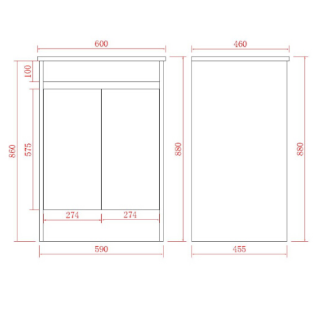 Bathroom Vanities with built-in kickboard 600-1790mm