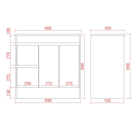 Bathroom Vanities with built-in kickboard 600-1790mm