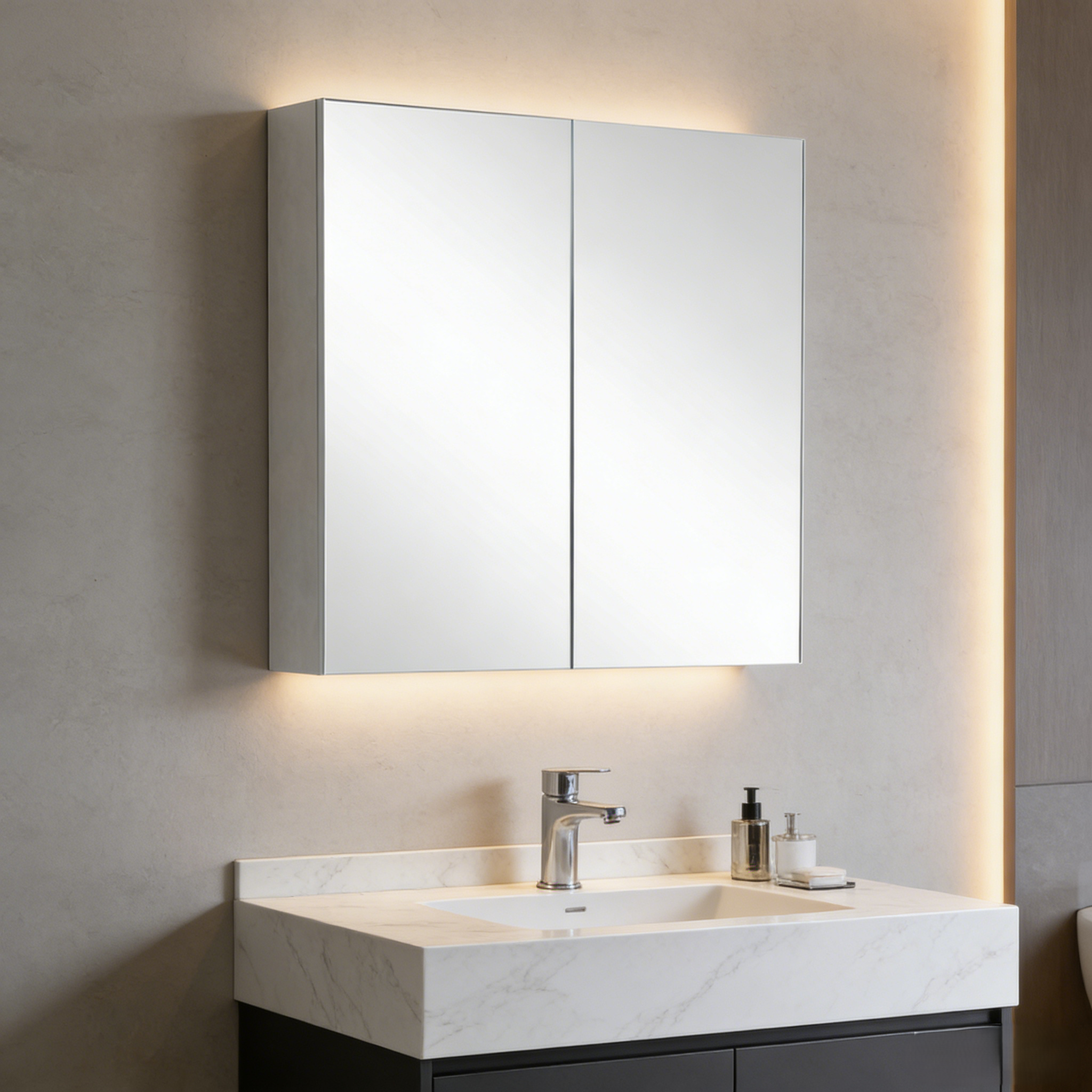 PVC Shaving Cabinet – Modern Bathroom Storage 600–1500mm