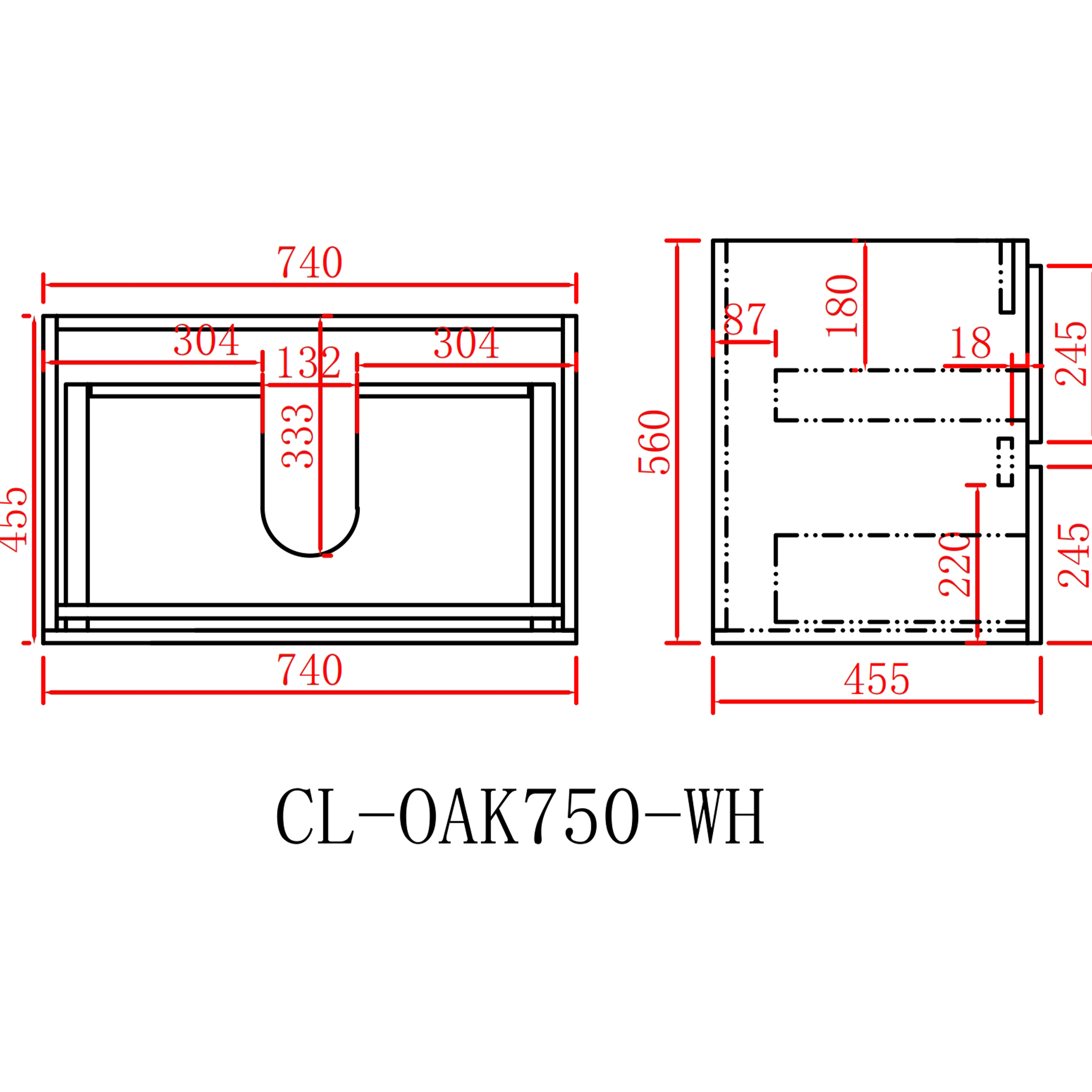 PVC Wall-Mounted Vanity Cabinet 600/750/900mm