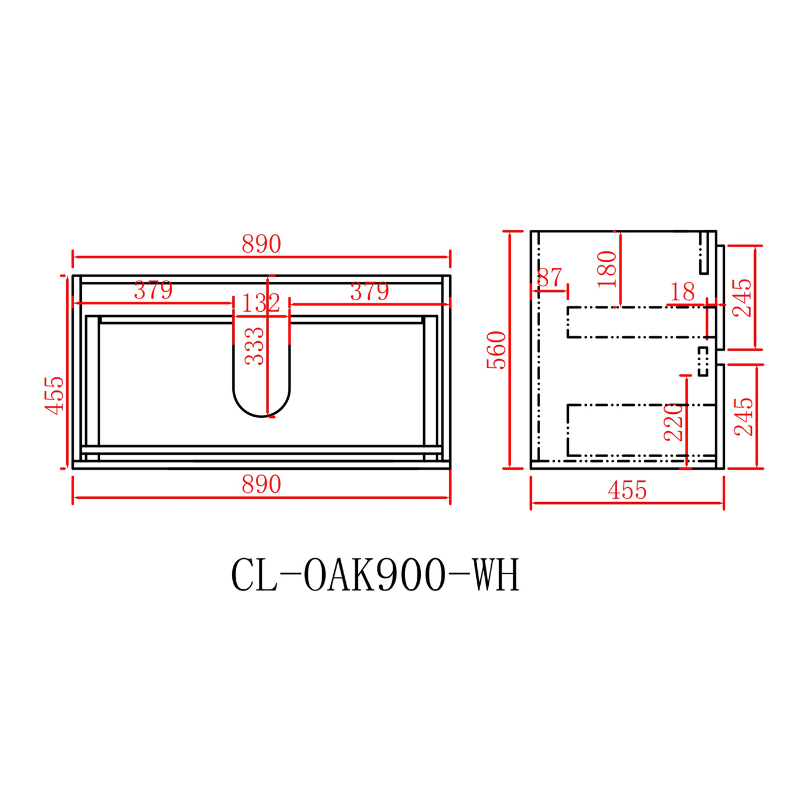 PVC Wall-Mounted Vanity Cabinet 600/750/900mm
