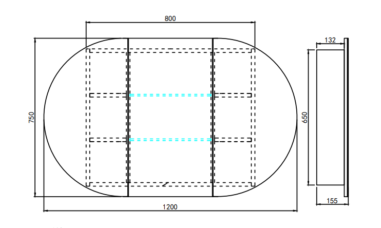LED PVC Mirror Shaving Cabinet – Modern Bathroom Storage 1200/1500mm