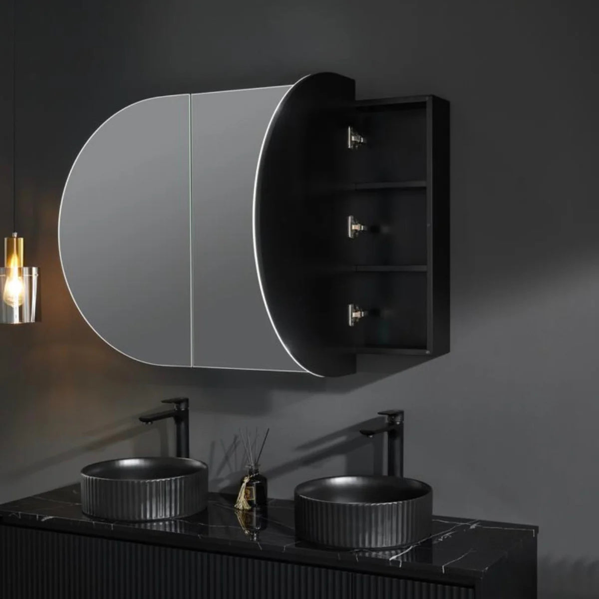 Olivia Shaving Cabinet Tall Boy 1500x800x150mm OPLSV1580MB/MW