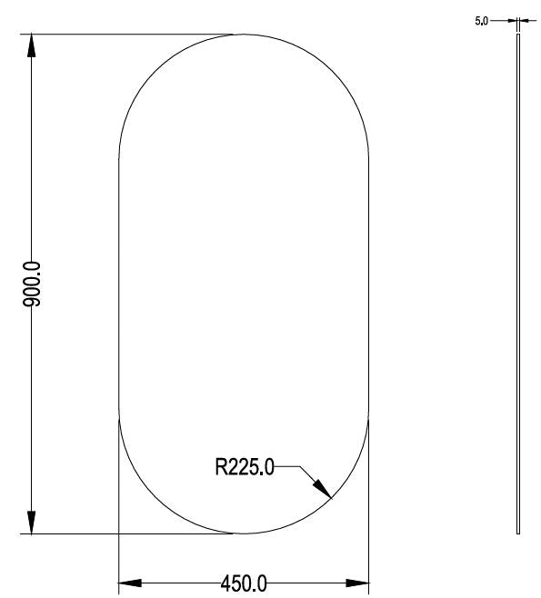 Oval Bathroom Mirror – Wall Mounted Plain Design 450×900×5mm