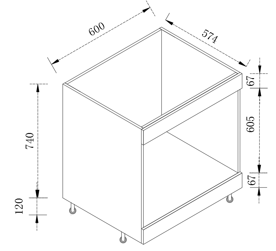 Kitchen Oven Cabinet 2 Door Cupboard 600/900mm