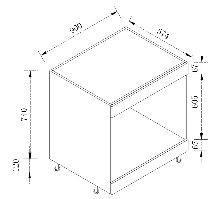 Kitchen Oven Cabinet 2 Door Cupboard 600/900mm