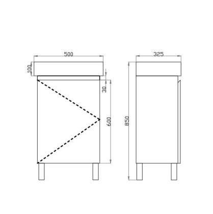 Polyurethane PVC Slim Floor Vanity 500*325*850mm