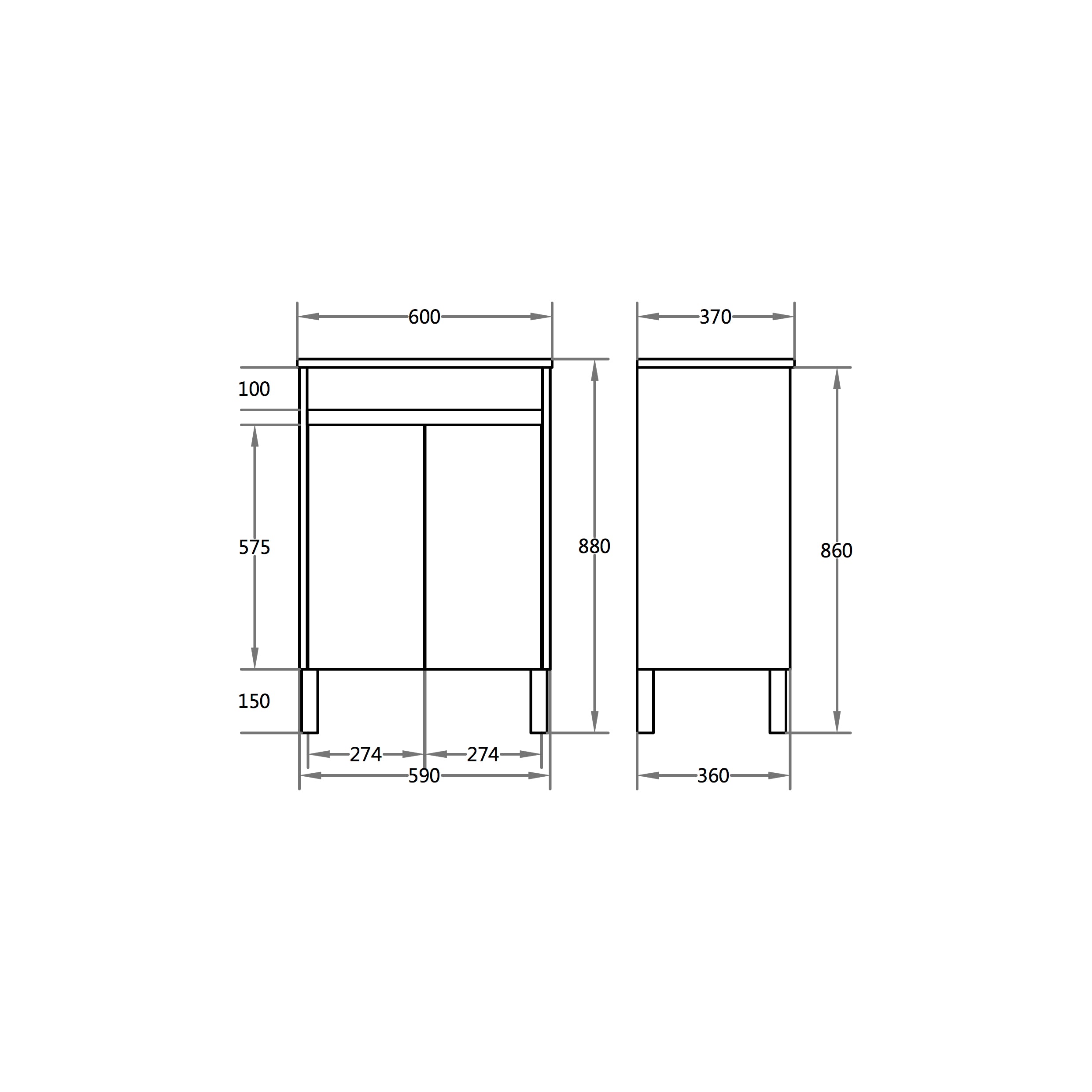 PVC Slim Vanity 600/750/1200mm