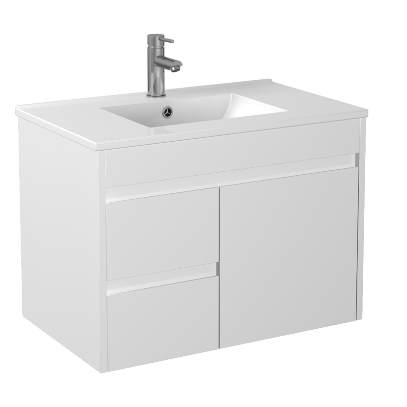 750*365*550mm White Polyurethane PVC Narrow Vanity Polar P73LWH