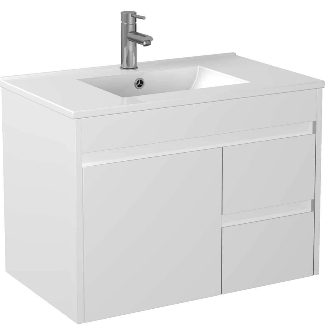 750*365*550mm White Polyurethane PVC Narrow Vanity Polar P73RWH