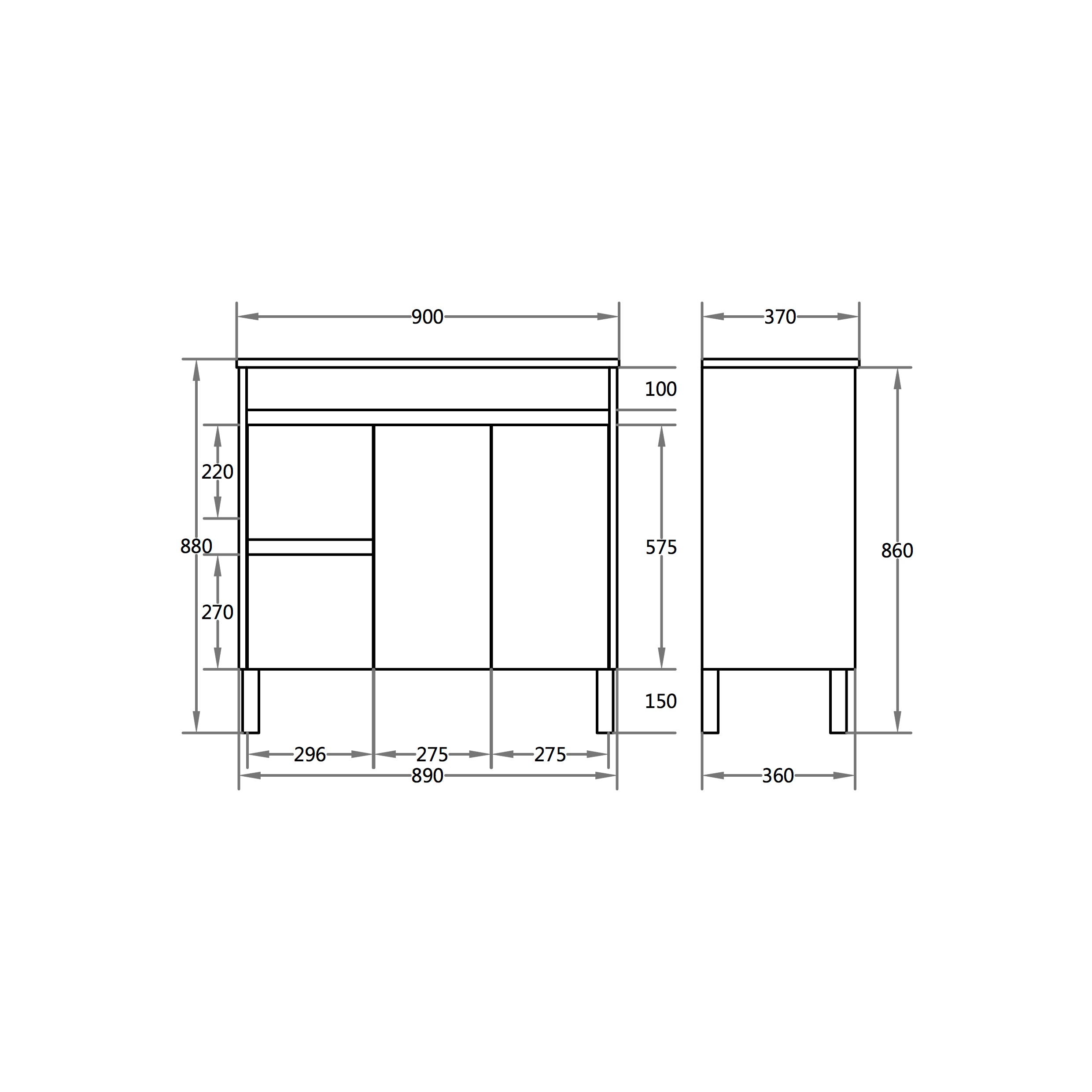 PVC Slim Vanity 600/750/1200mm