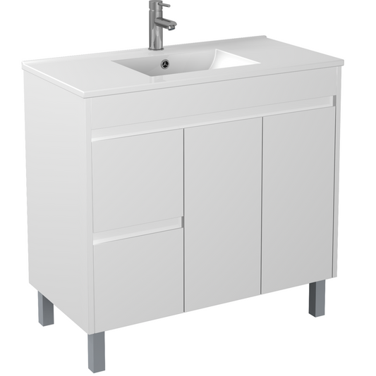 900*370*880mm White Polyurethane PVC Narrow Vanity Polar P93LLG