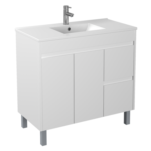 900*370*880mm White Polyurethane PVC Narrow Vanity Polar P93RLG