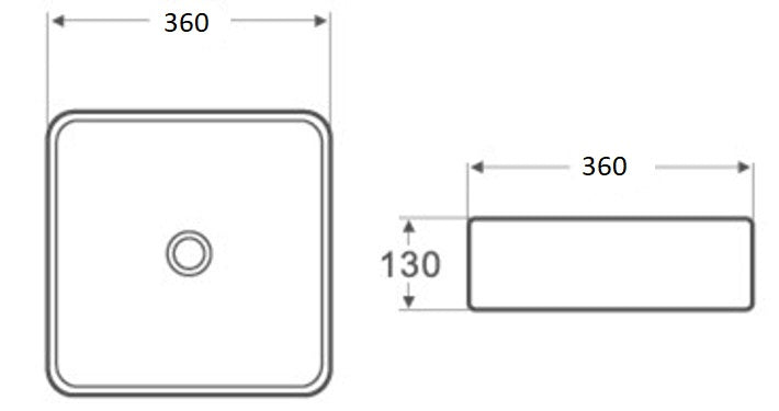 360*360*130mm Matte White with gold Vein Basin Carrara PA3737CRA