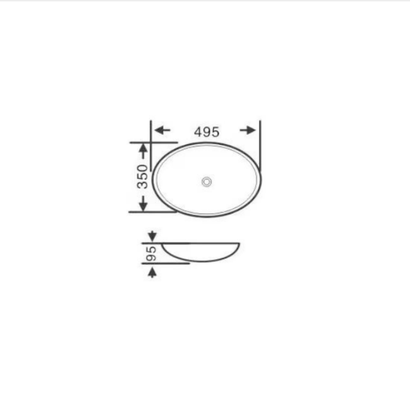 Above Counter Basin 495*350*95mm LH-BS42-495GW
